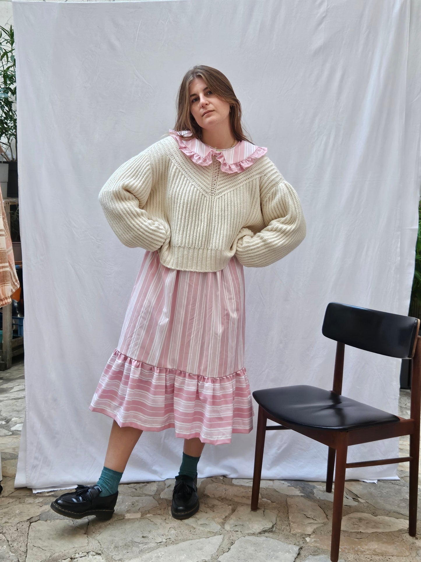 Robe rose et blanche