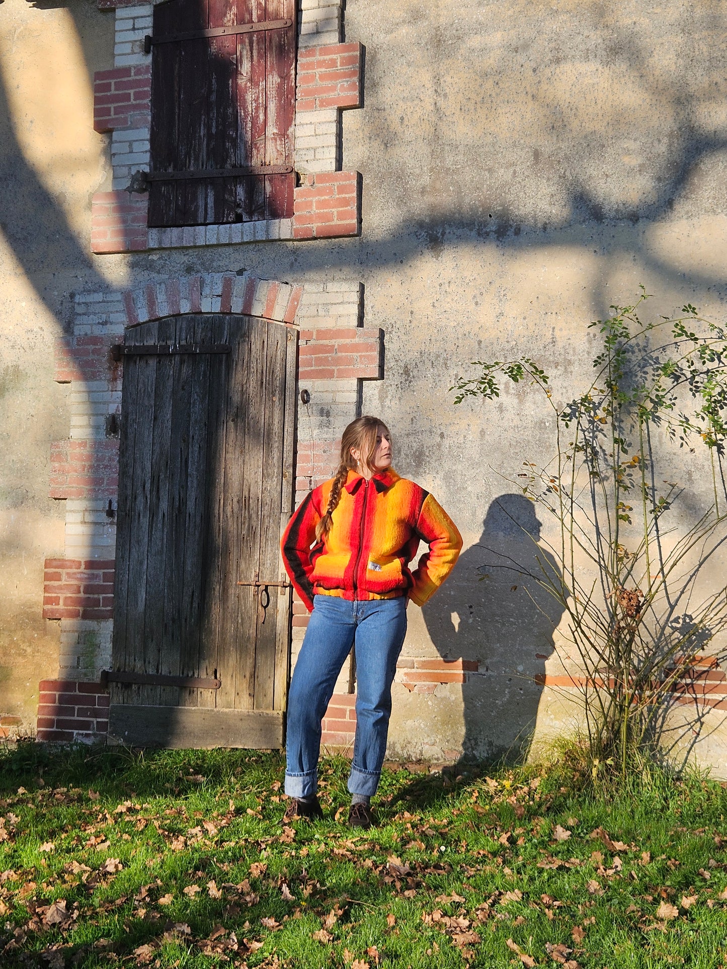 Veste couverture rayée bomber