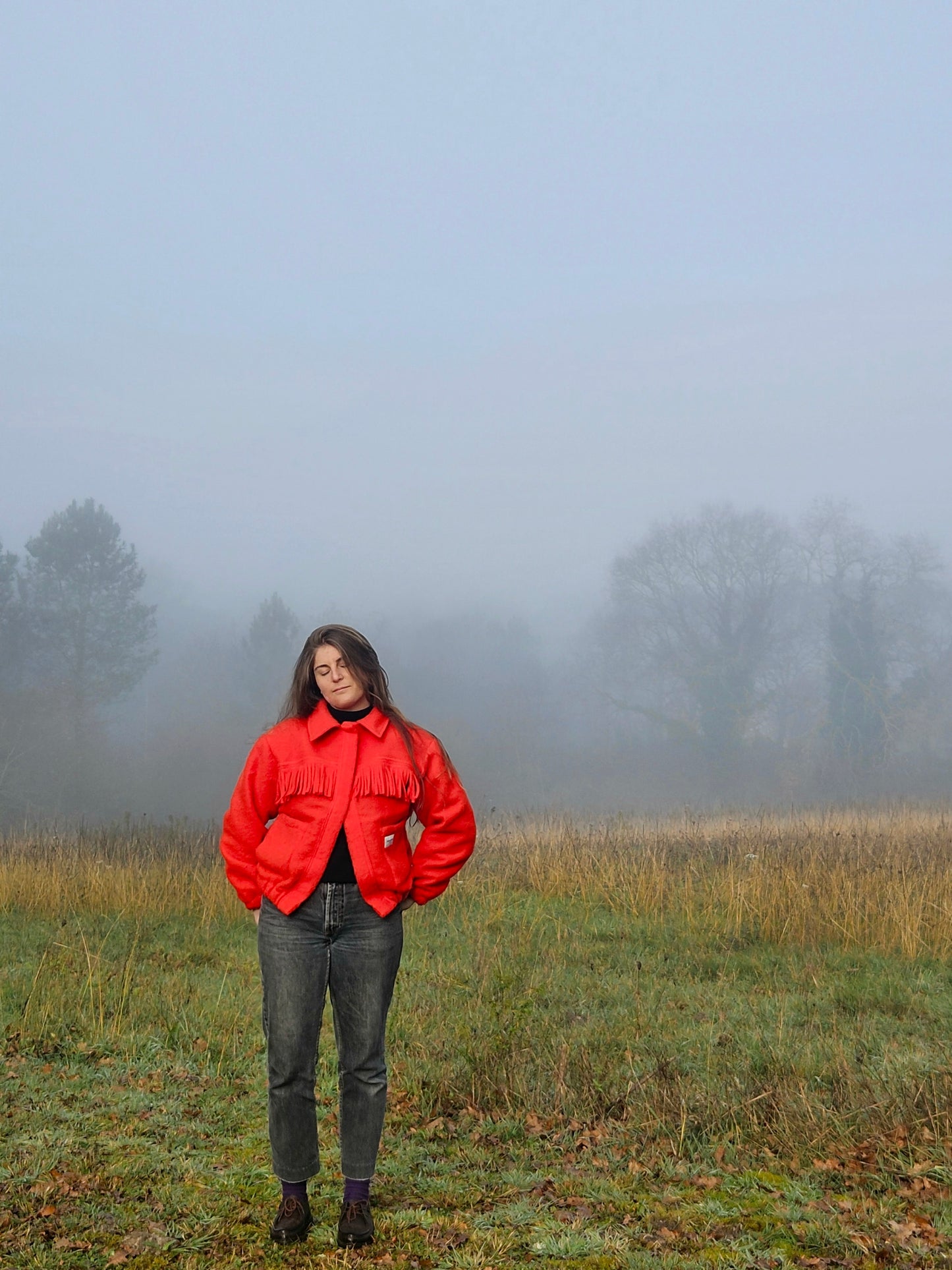 Veste couverture bomber à franges