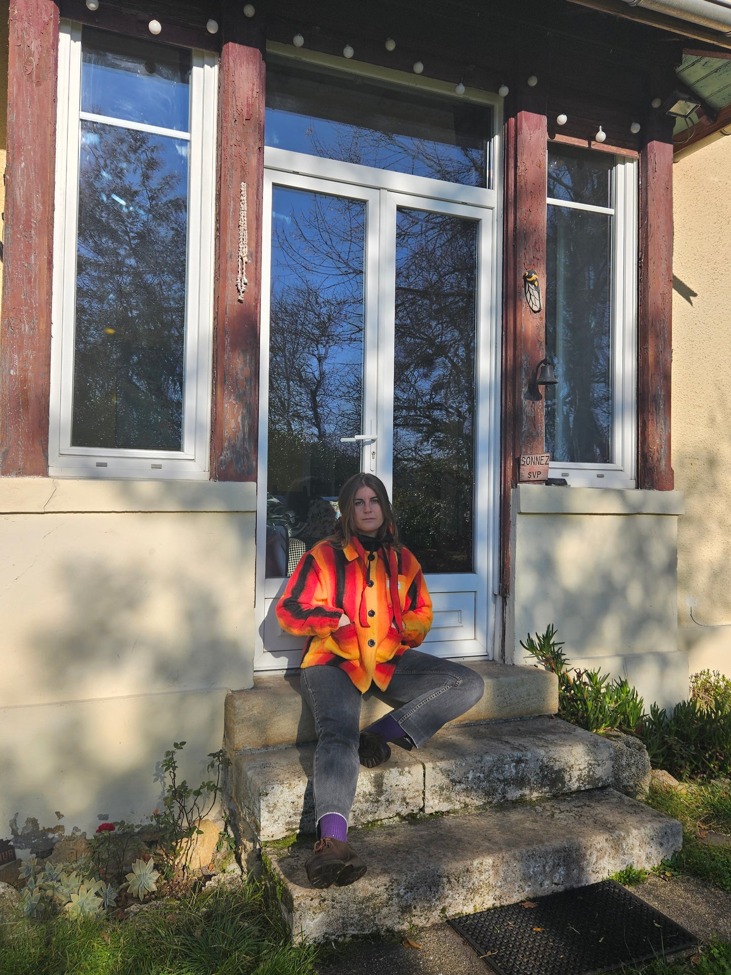 Veste couverture rayée