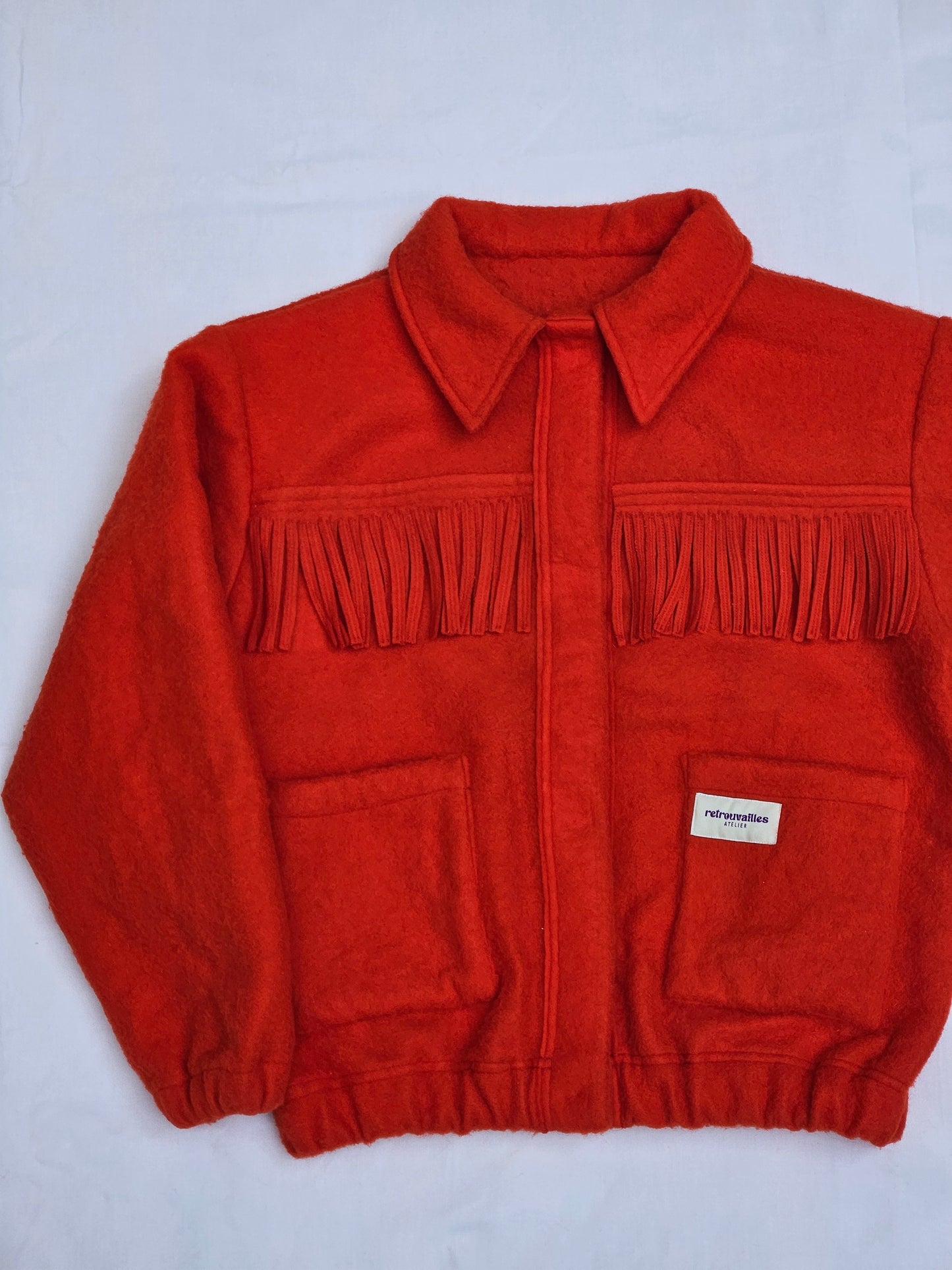 Veste couverture bomber à franges