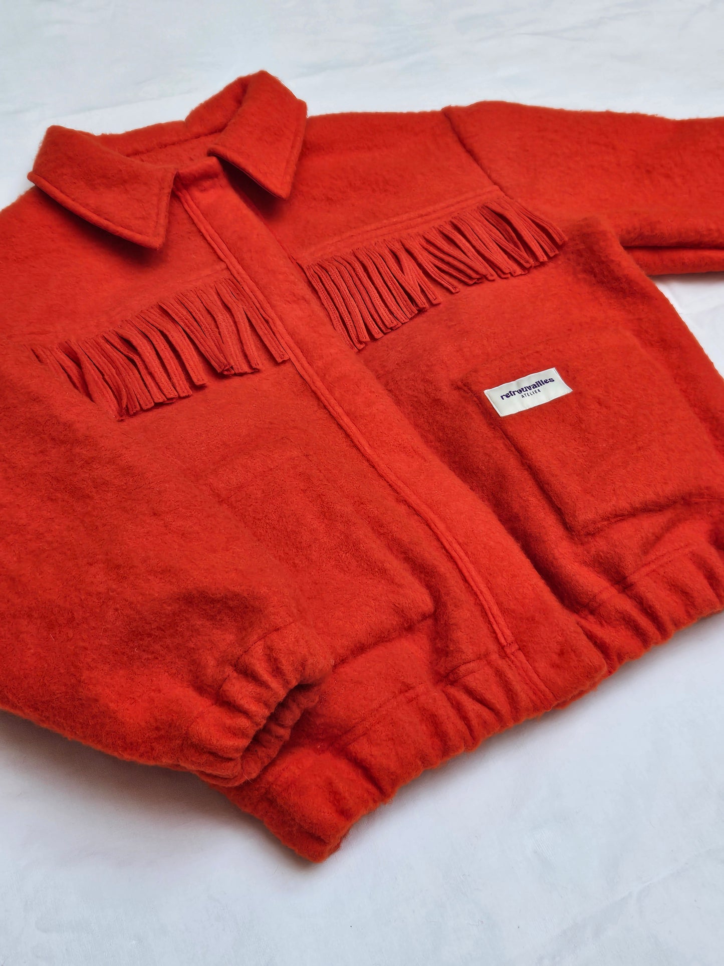 Veste couverture bomber à franges
