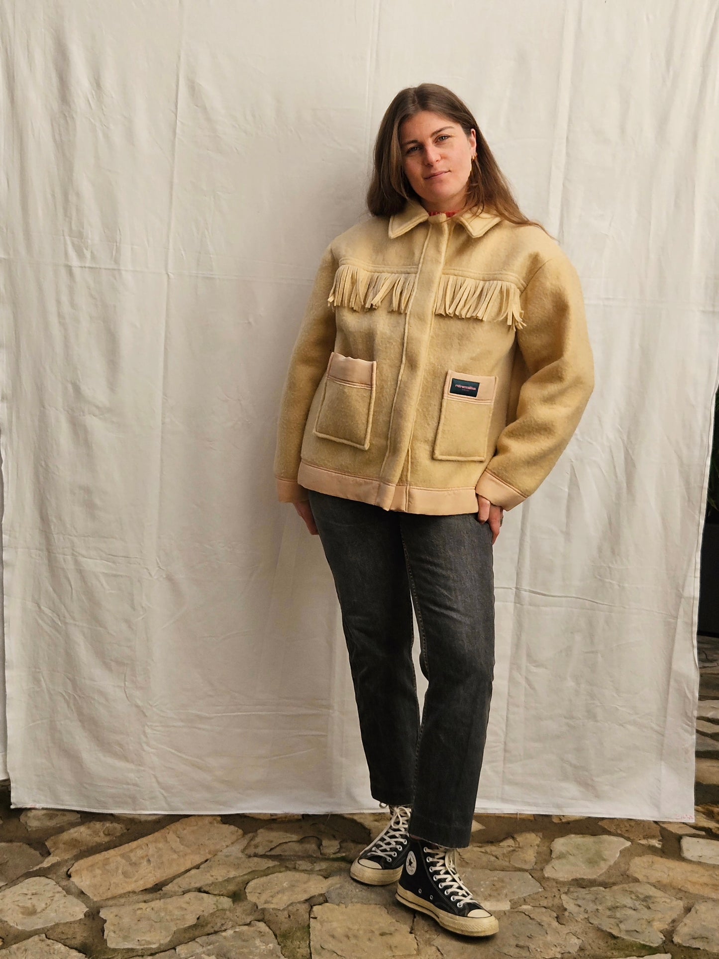 Veste couverture à franges