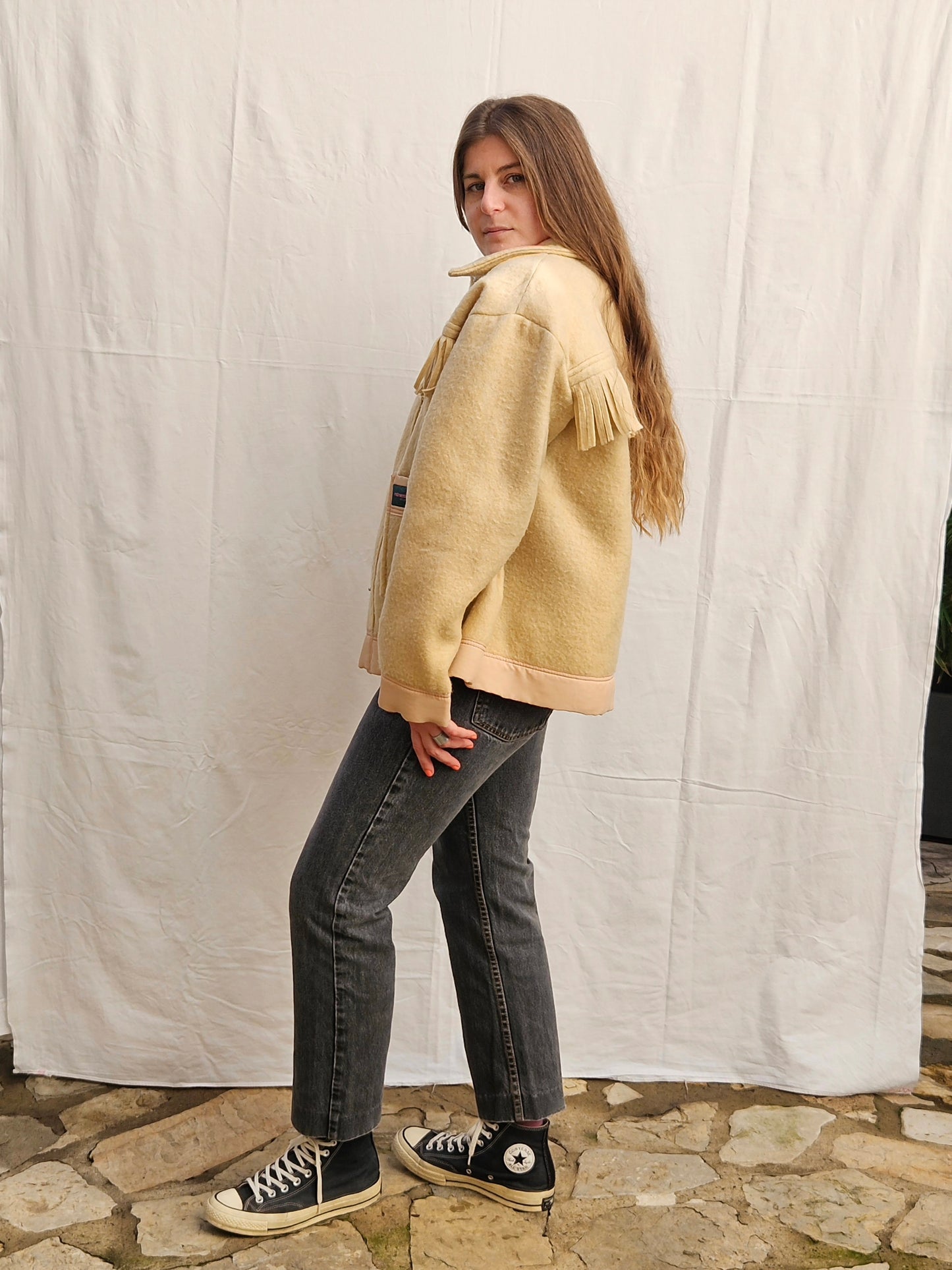 Veste couverture à franges
