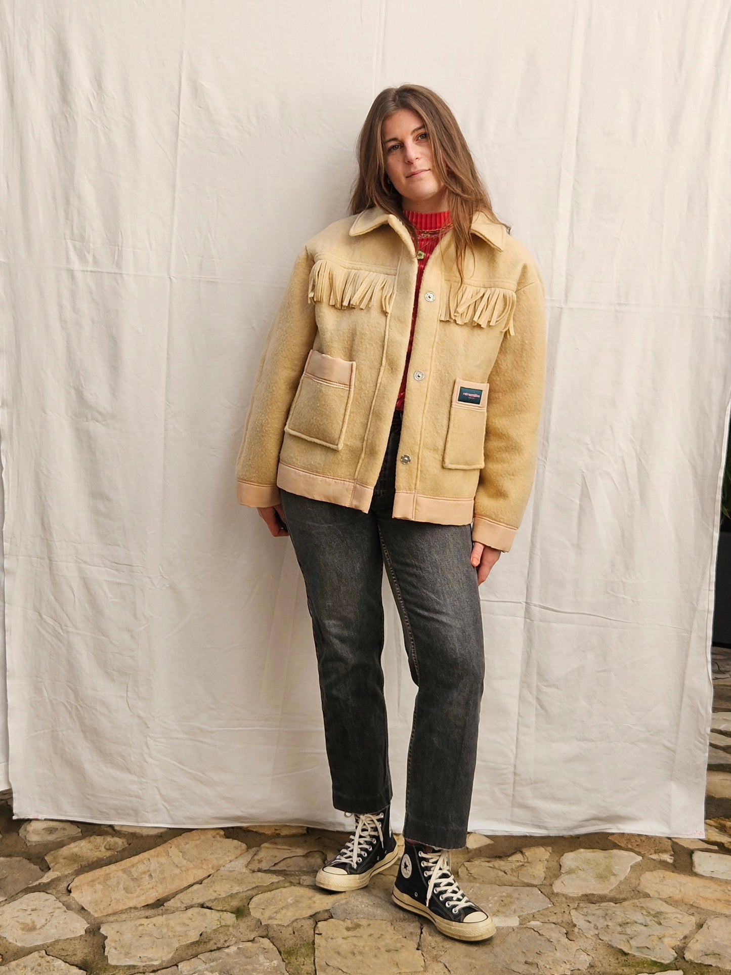 Veste couverture à franges