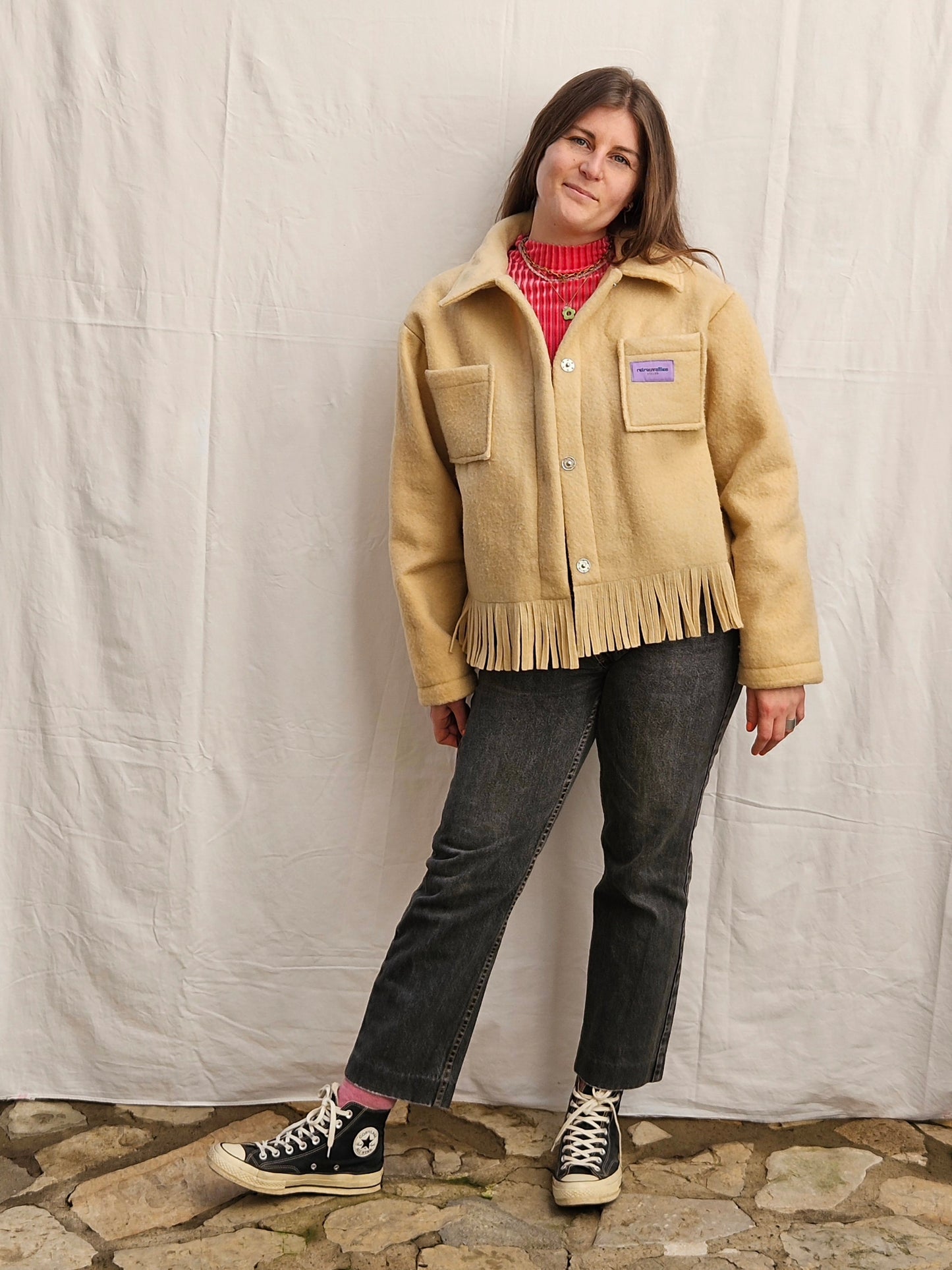 Veste couverture à franges