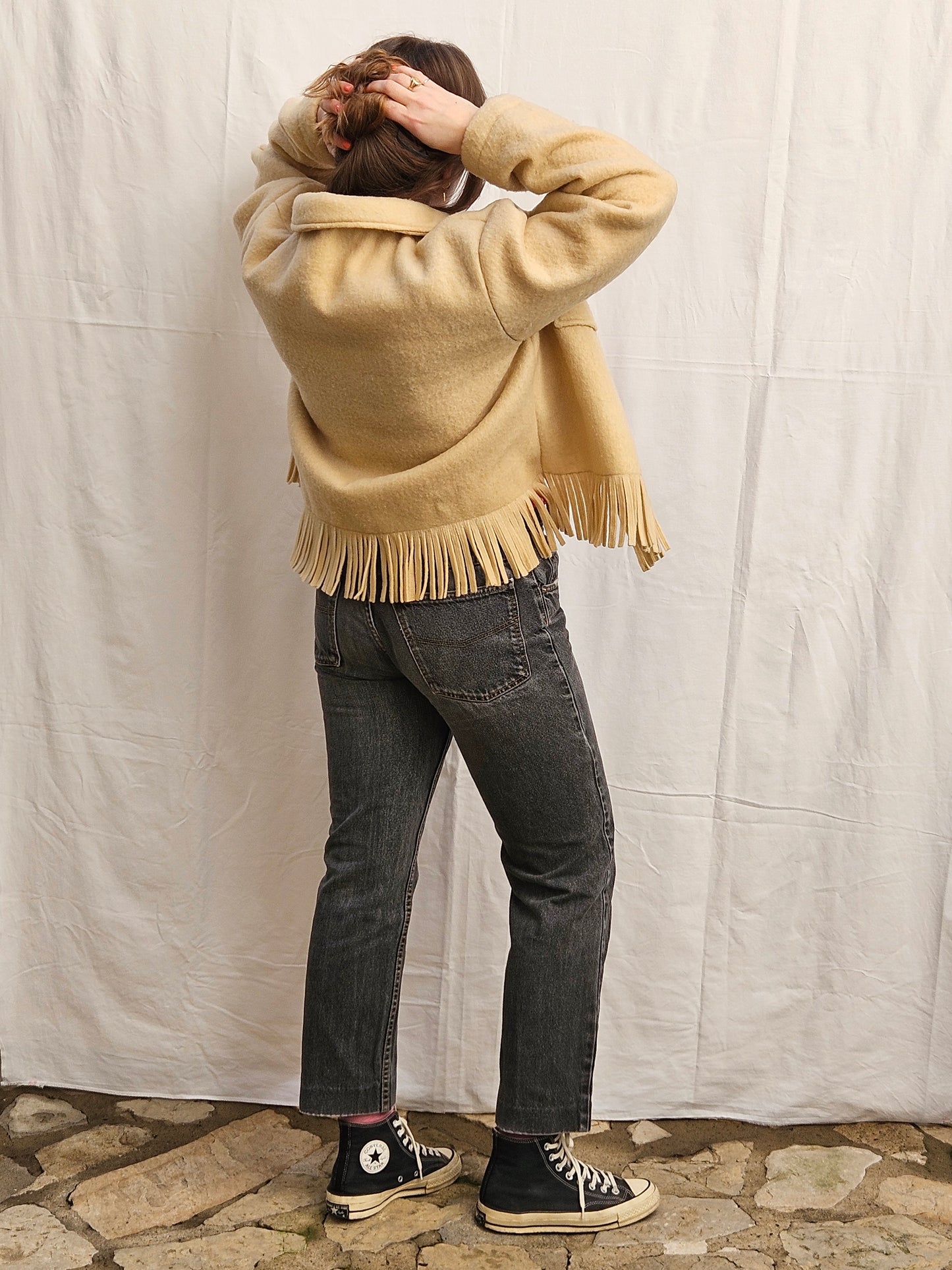 Veste couverture à franges