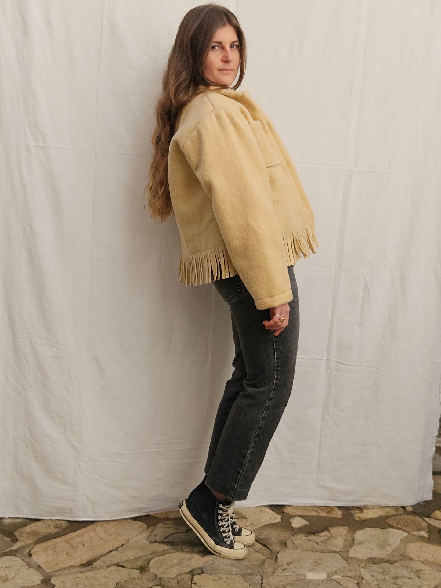 Veste couverture à franges