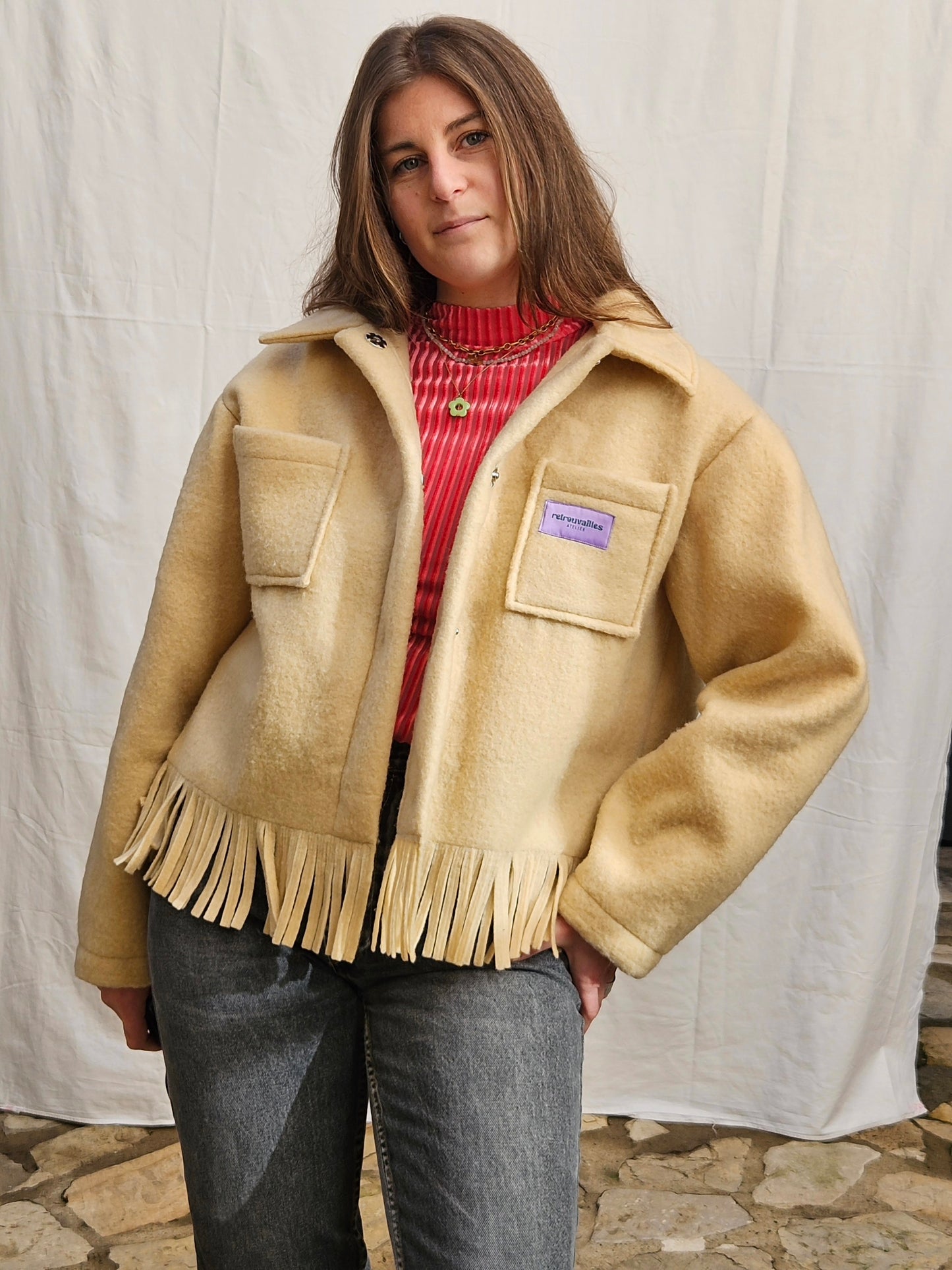 Veste couverture à franges
