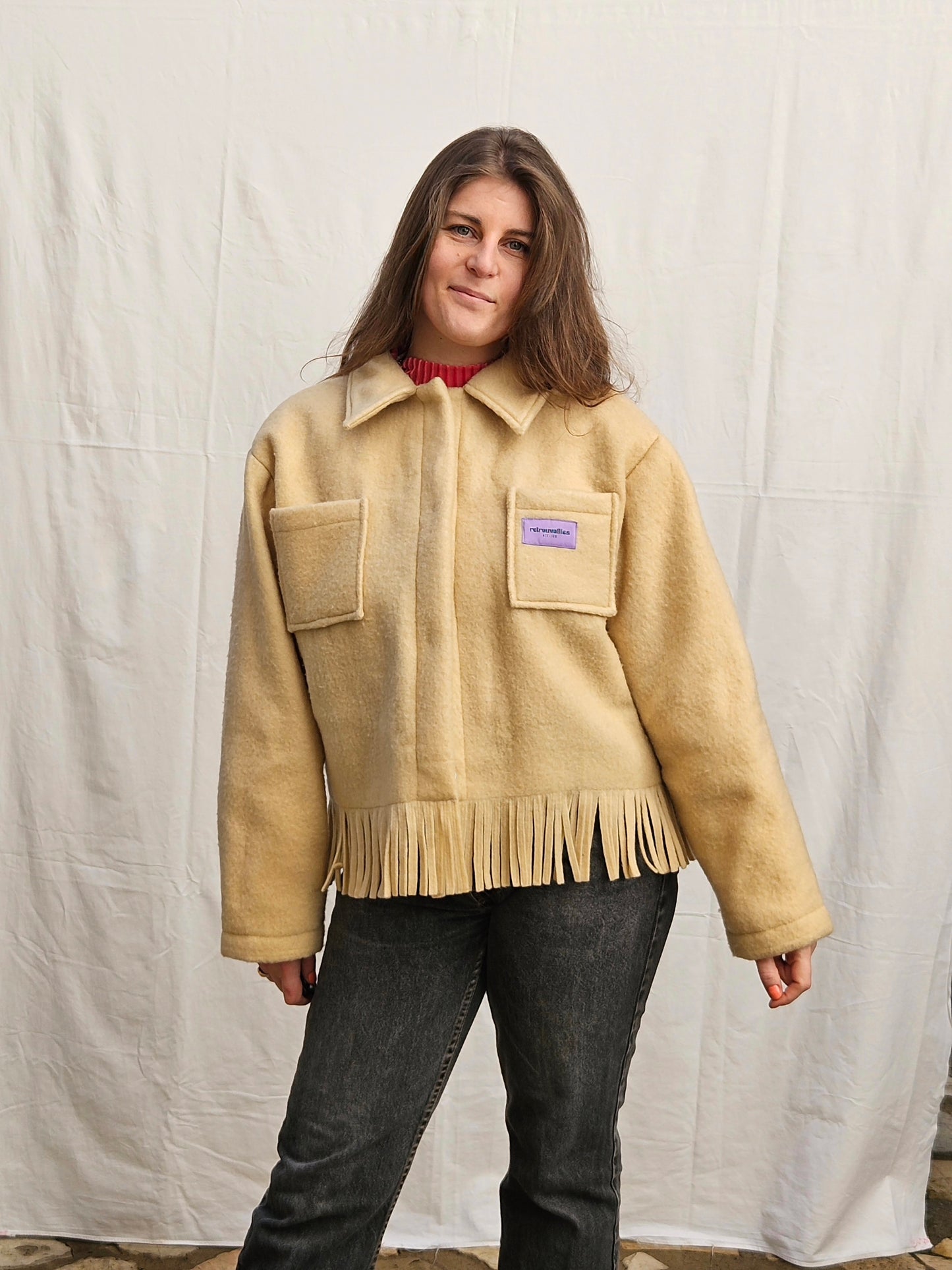 Veste couverture à franges