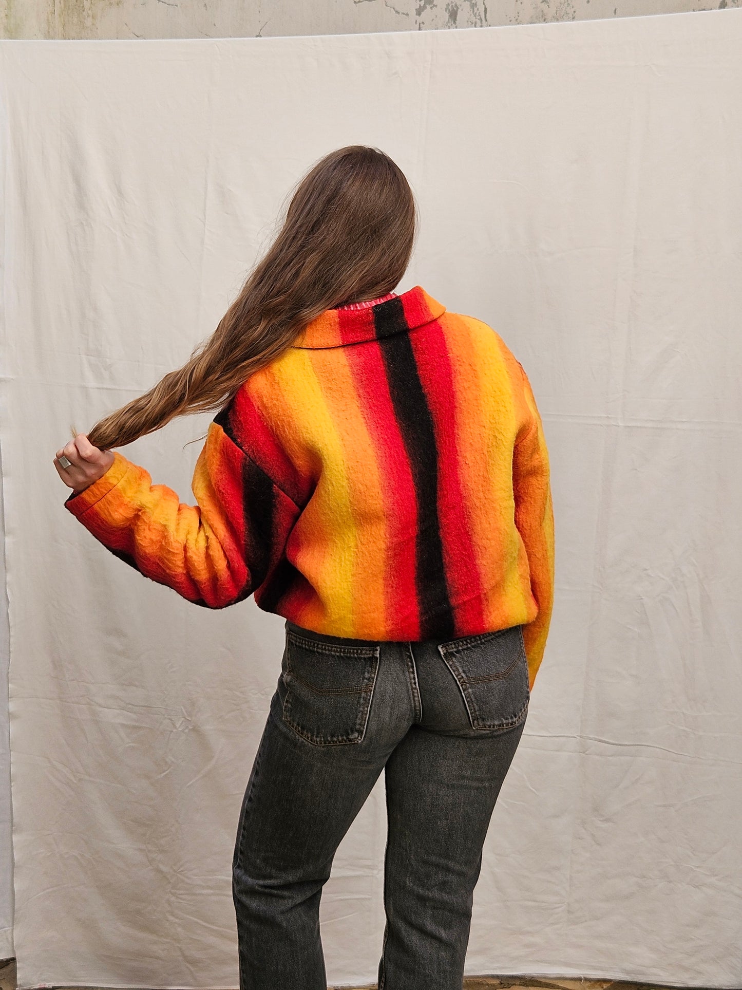 Veste couverture rayée bomber