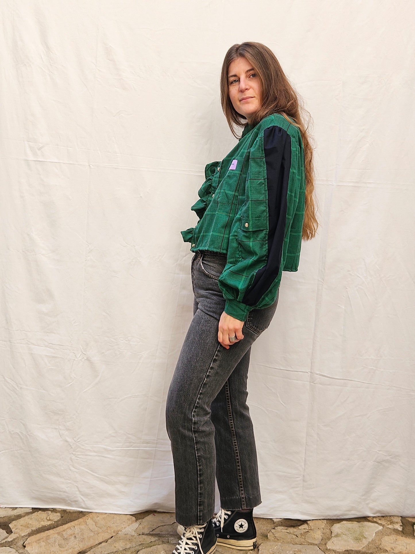 Chemise manche ballon verte