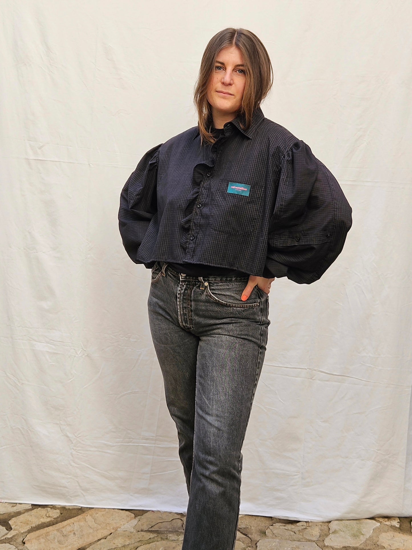 Chemise manche ballon noire