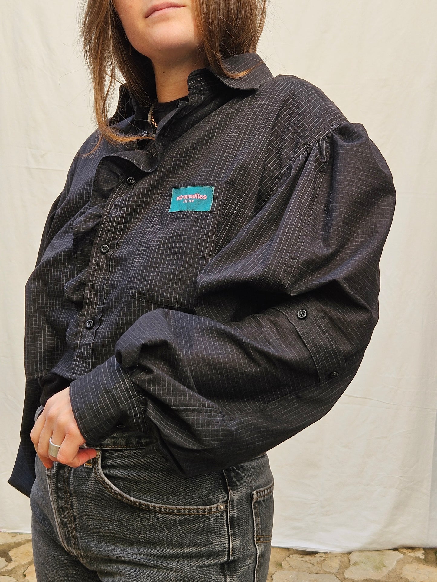 Chemise manche ballon noire