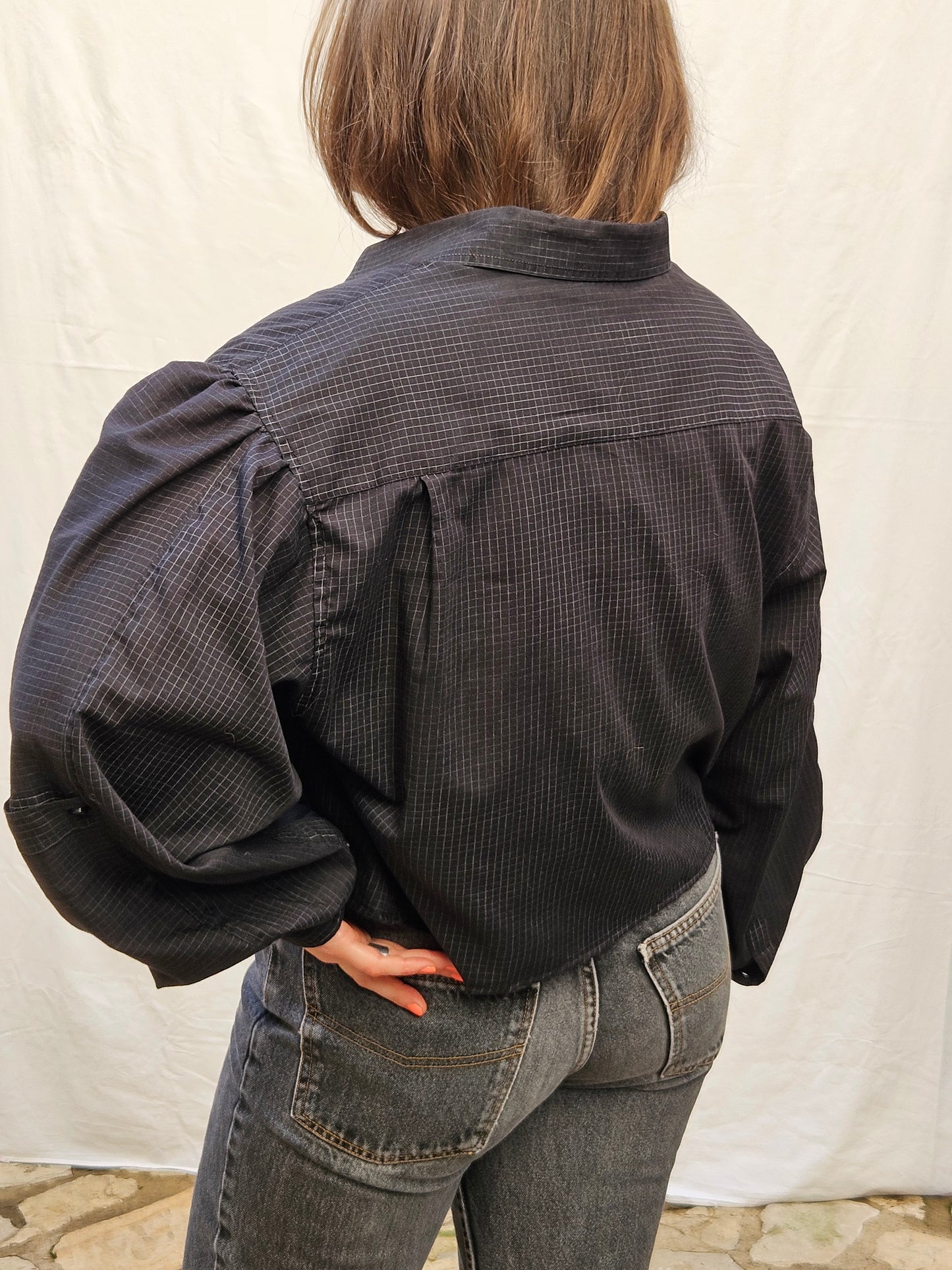Chemise manche ballon noire