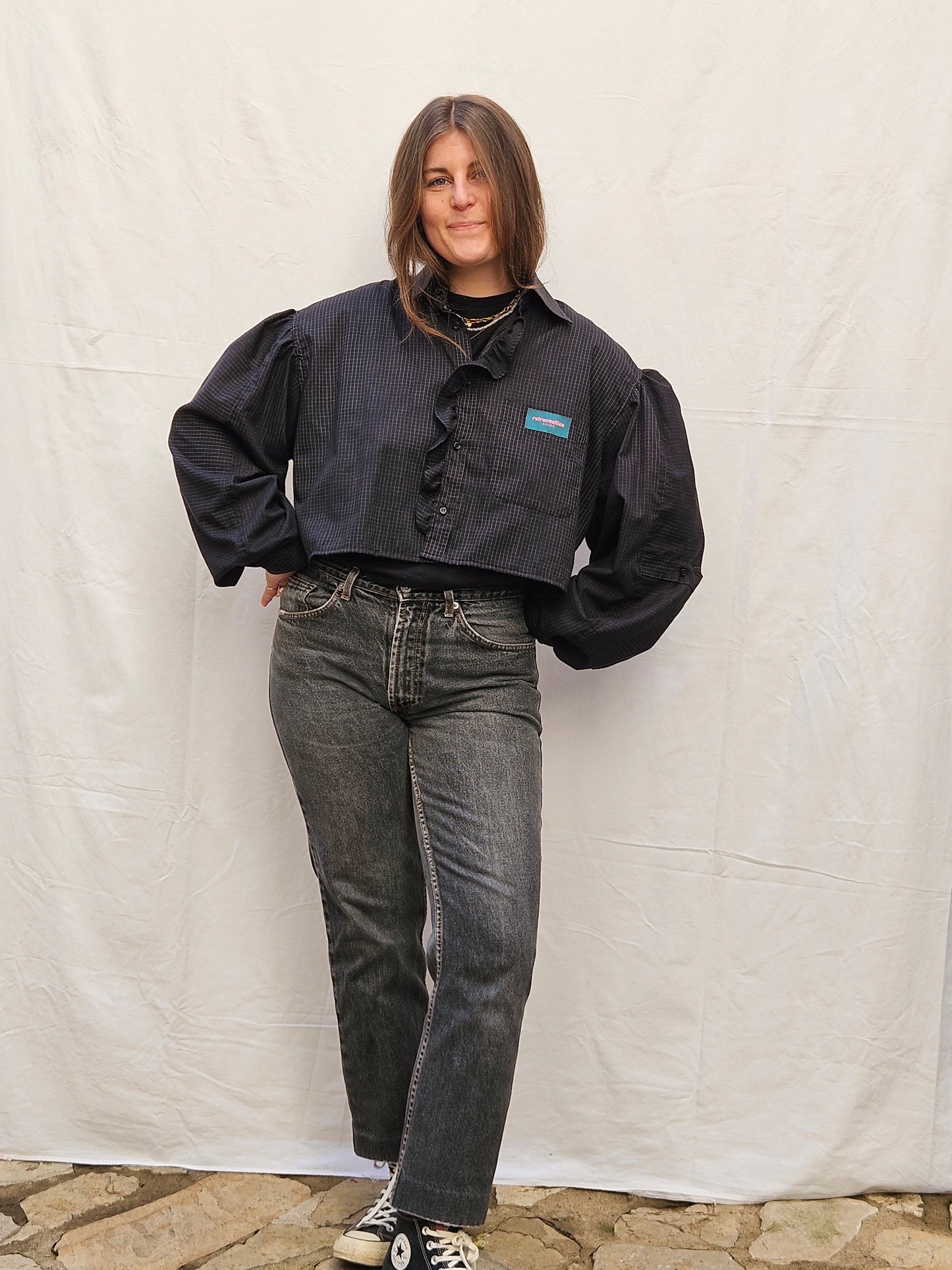 Chemise manche ballon noire