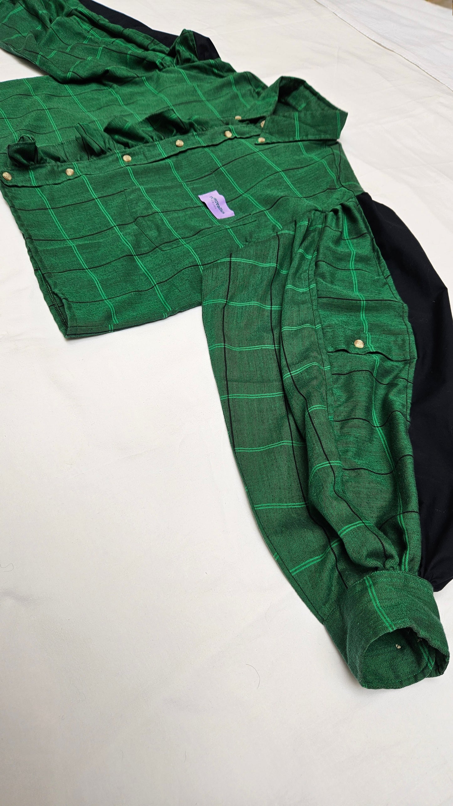 Chemise manche ballon verte