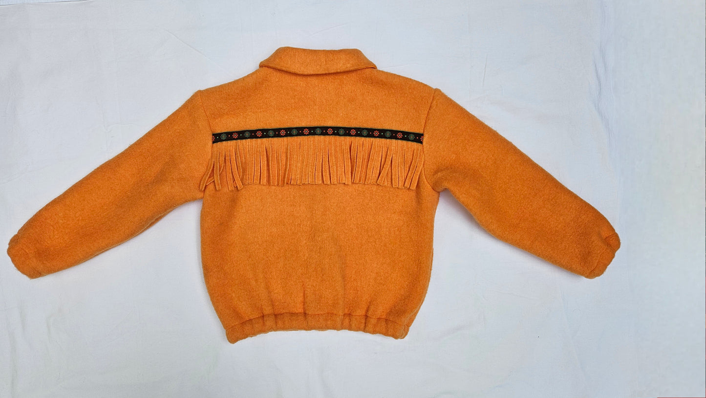 Veste couverture à franges et galon vintage
