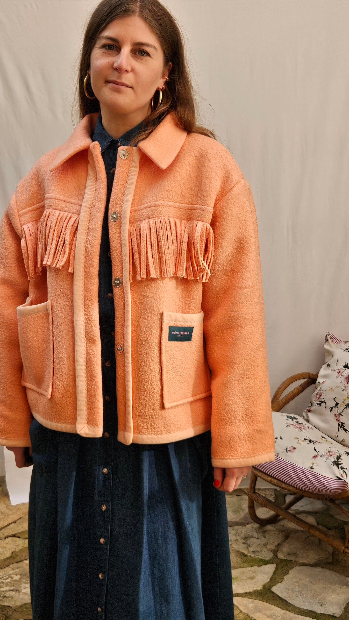 Veste couverture à franges