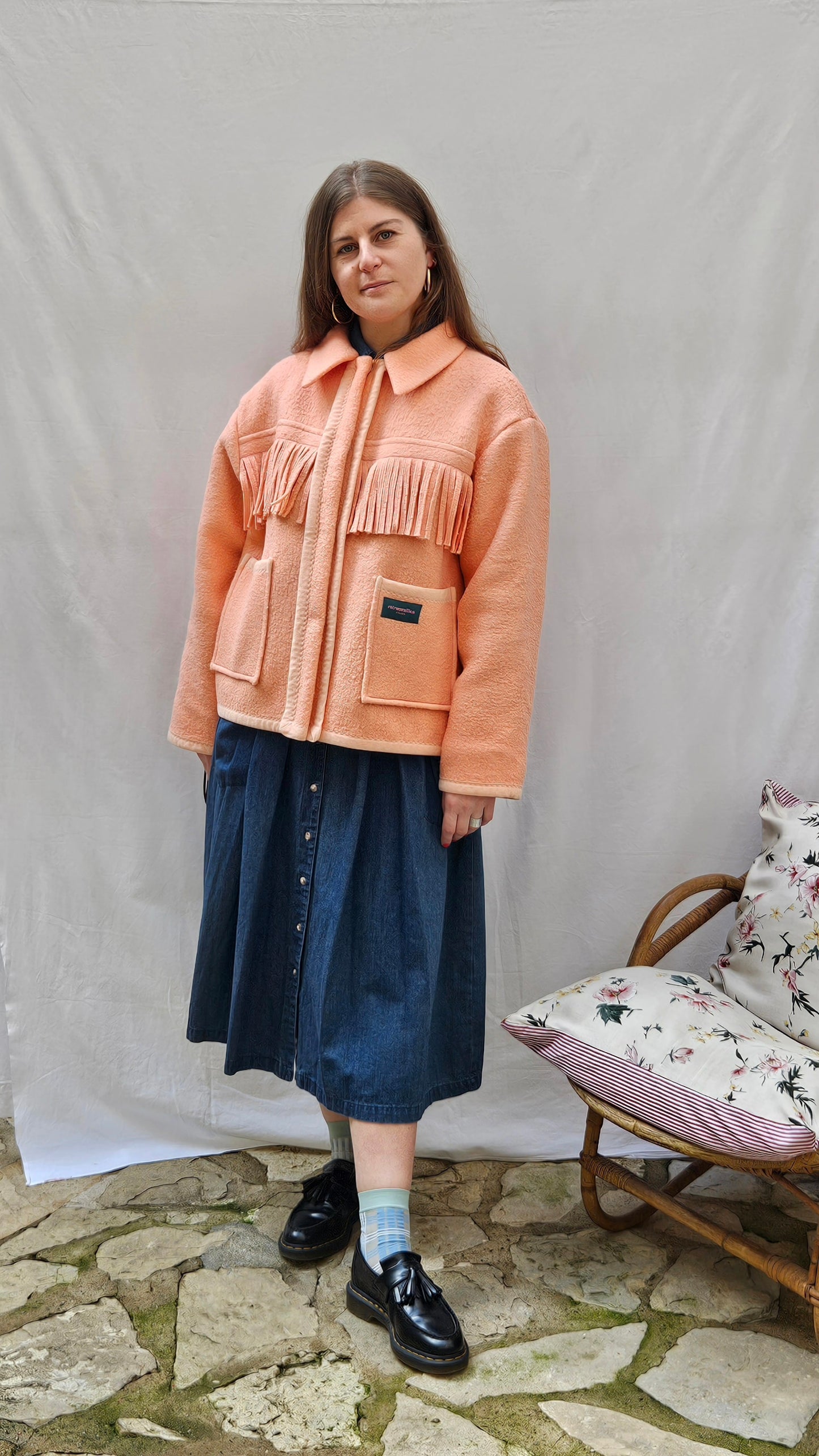 Veste couverture à franges