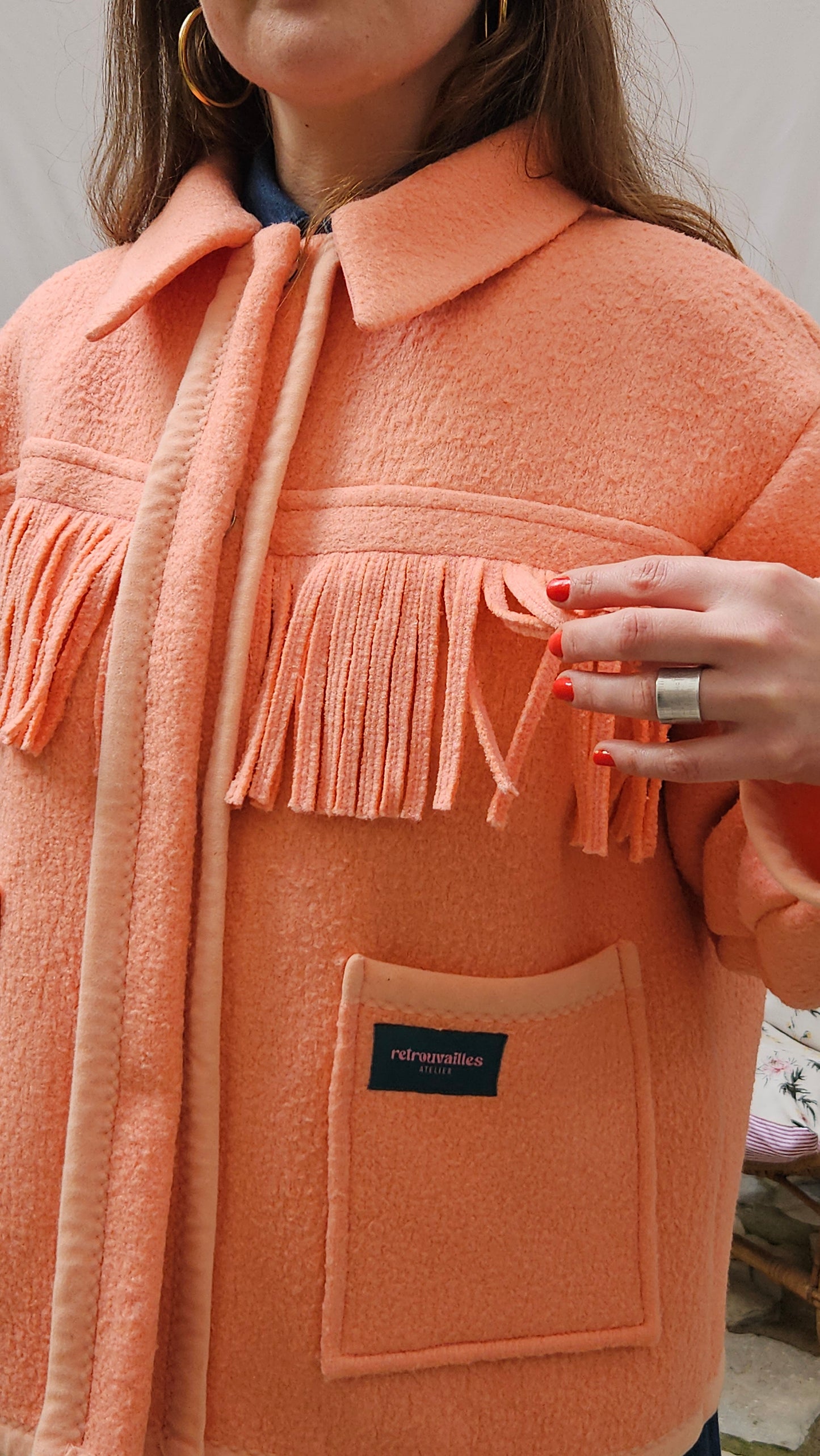 Veste couverture à franges
