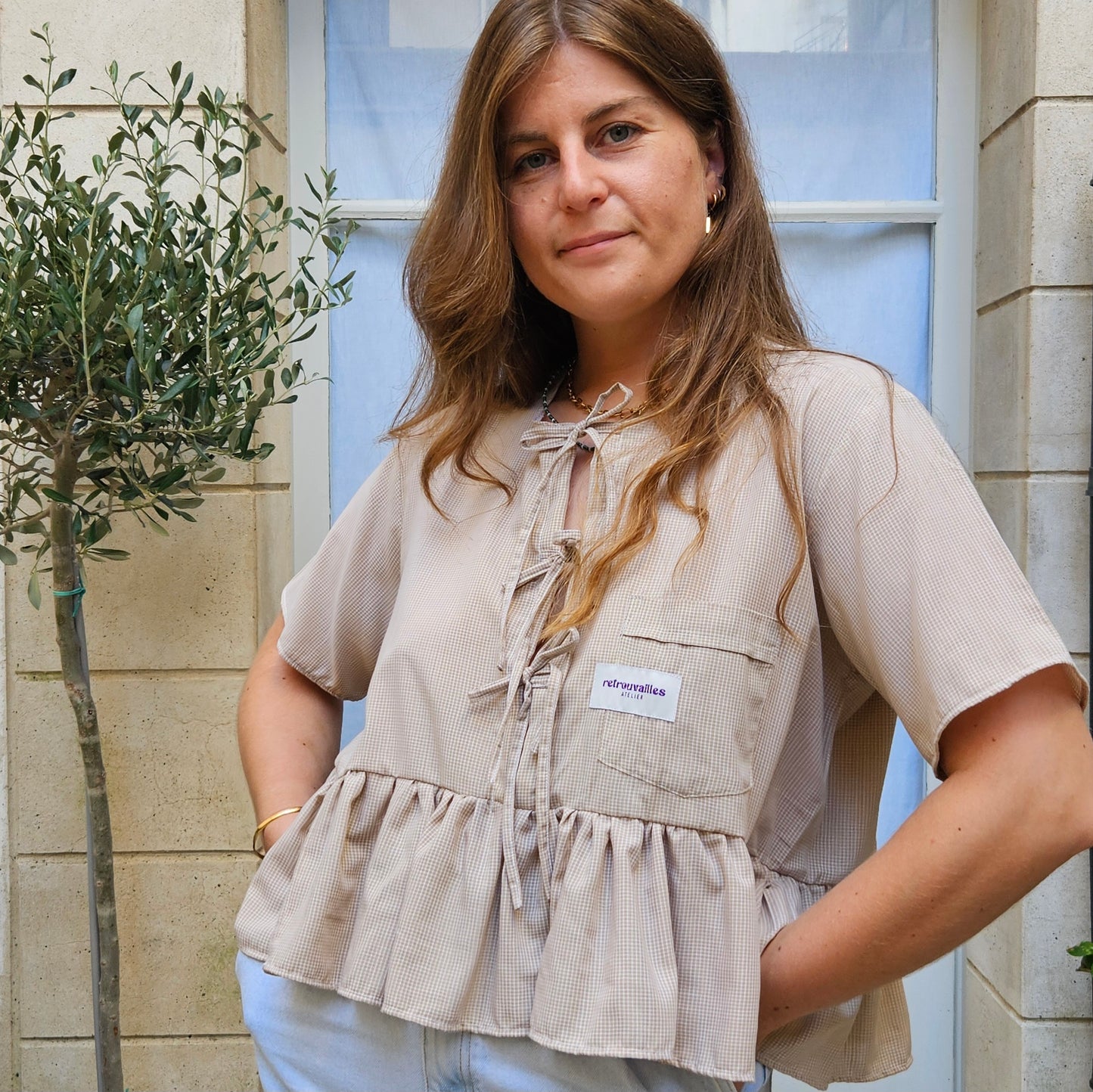 Blouse mini carreaux
