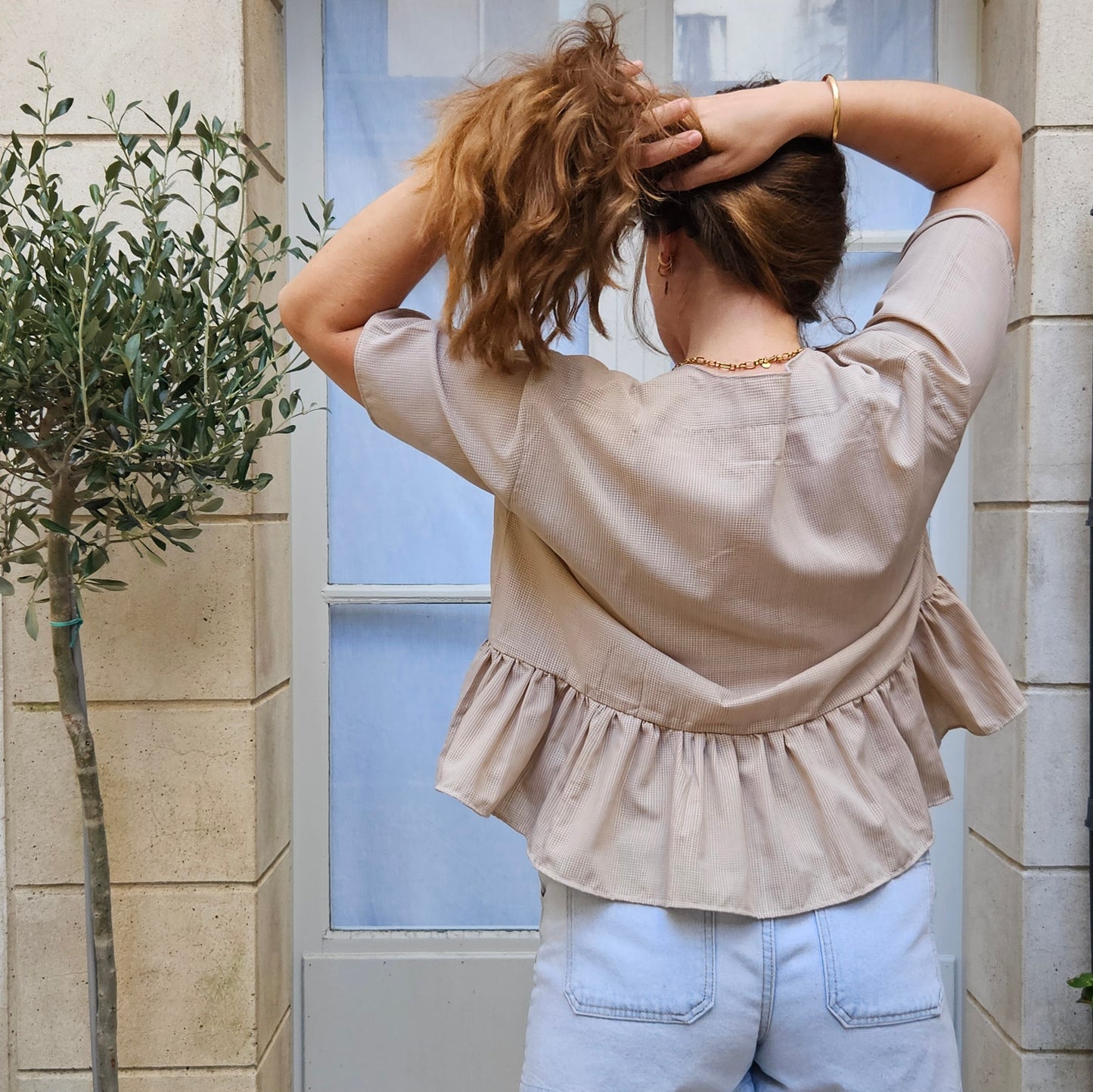Blouse mini carreaux