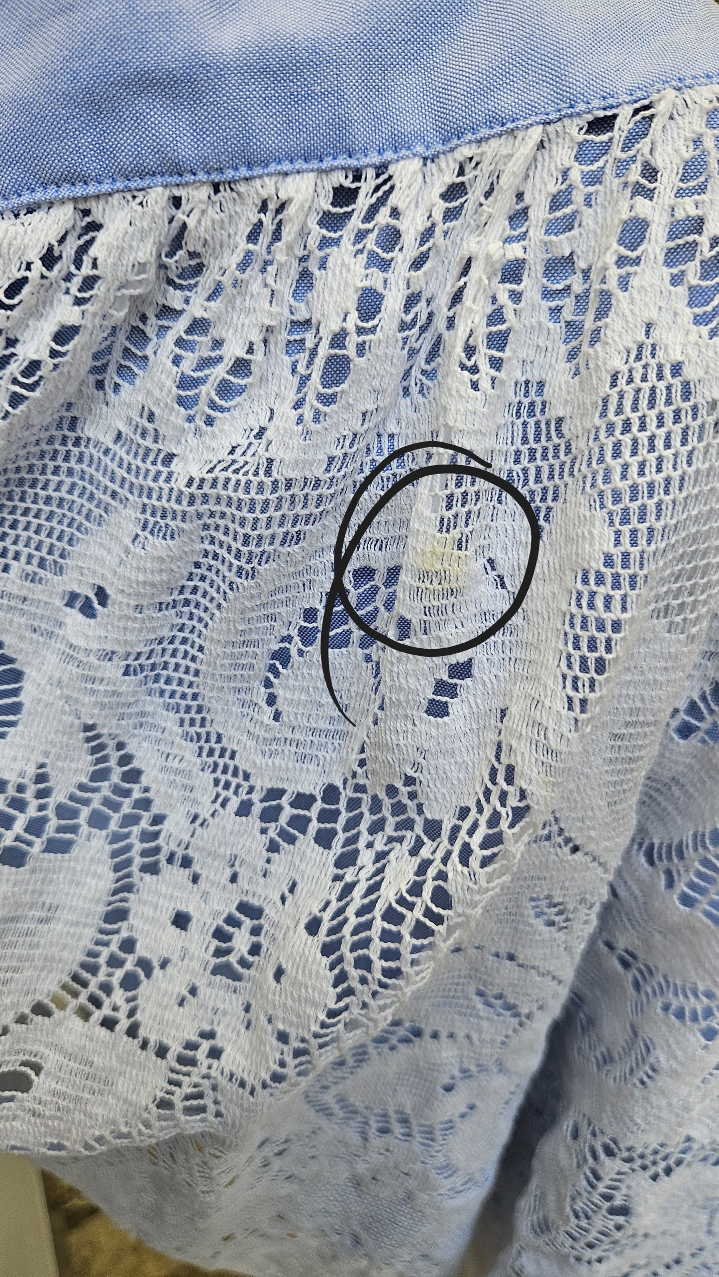 Blouse bleue dentelle