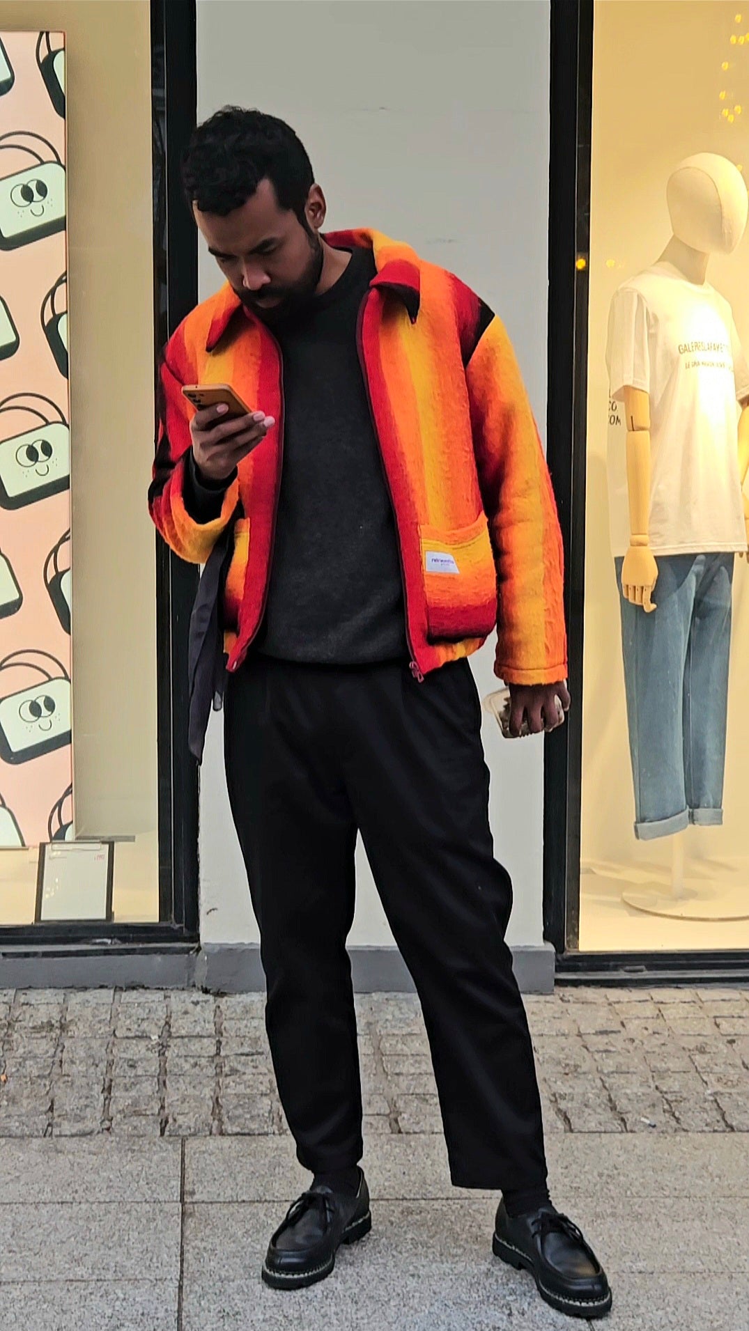 Veste couverture rayée bomber