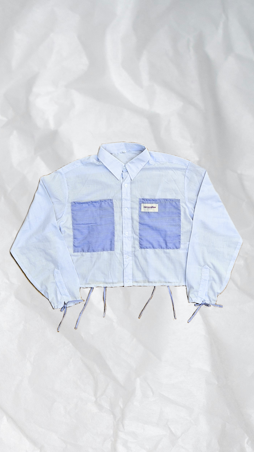 Chemise bicolore poches et fronces dos