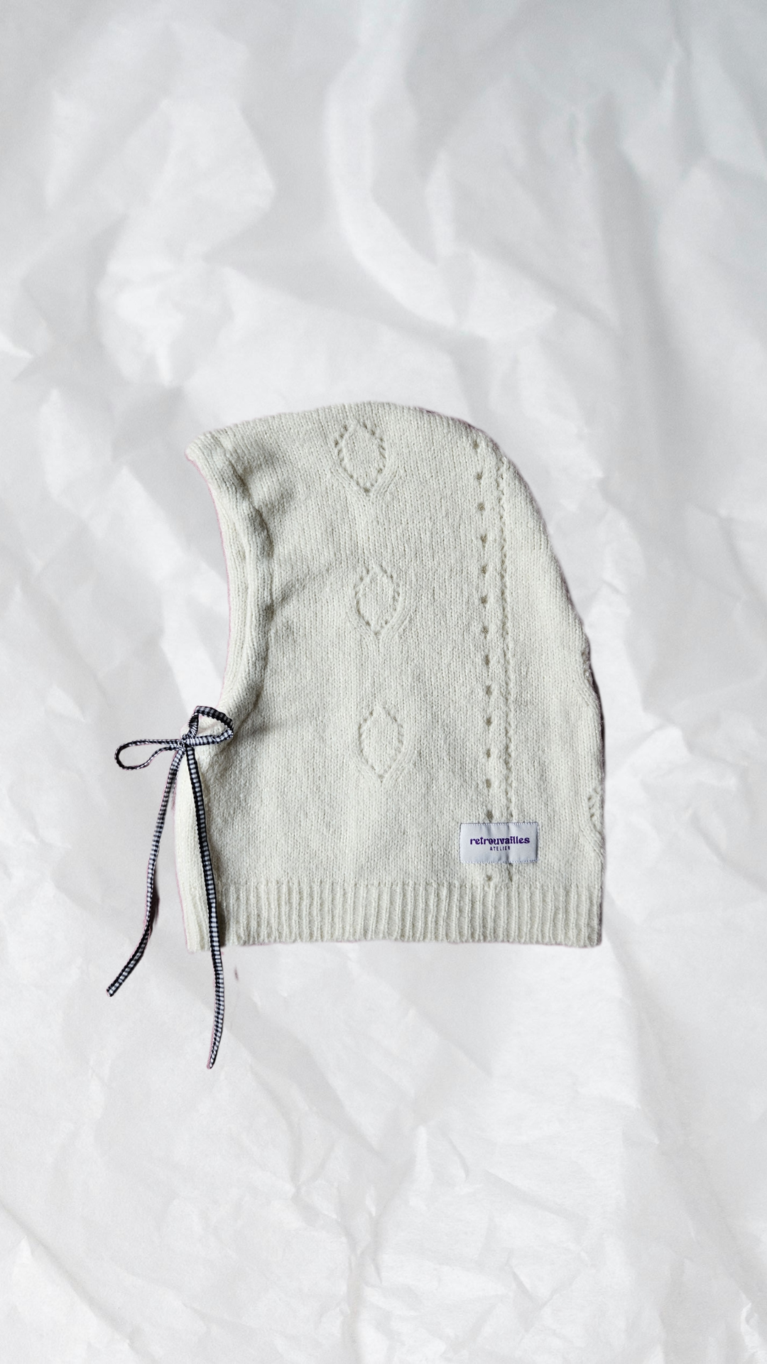 Cagoule blanche - cordon vichy noir et blanc