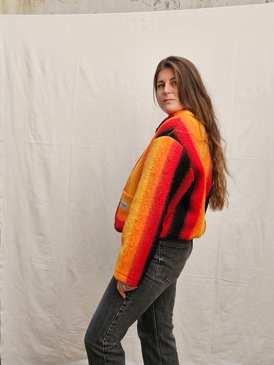 Veste couverture rayée bomber