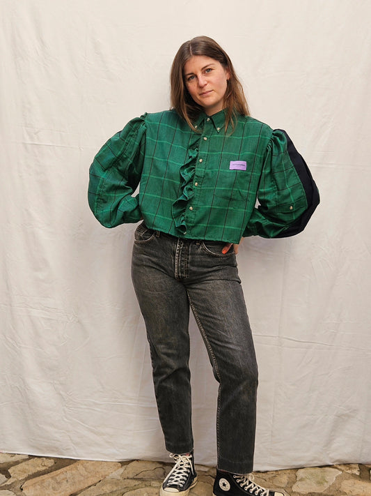 Chemise manche ballon verte