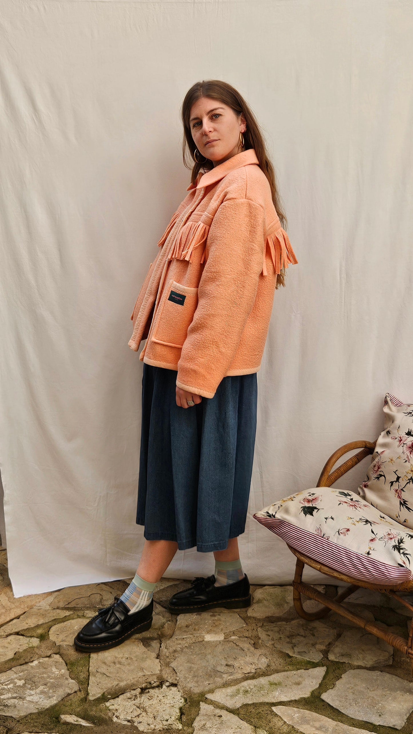 Veste couverture à franges