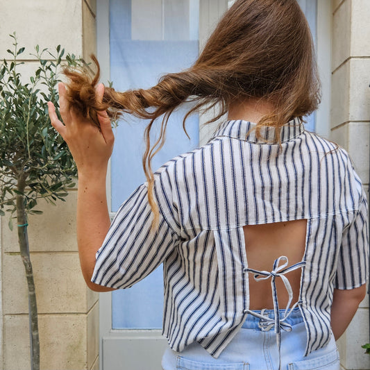 Blouse rayée dos nu