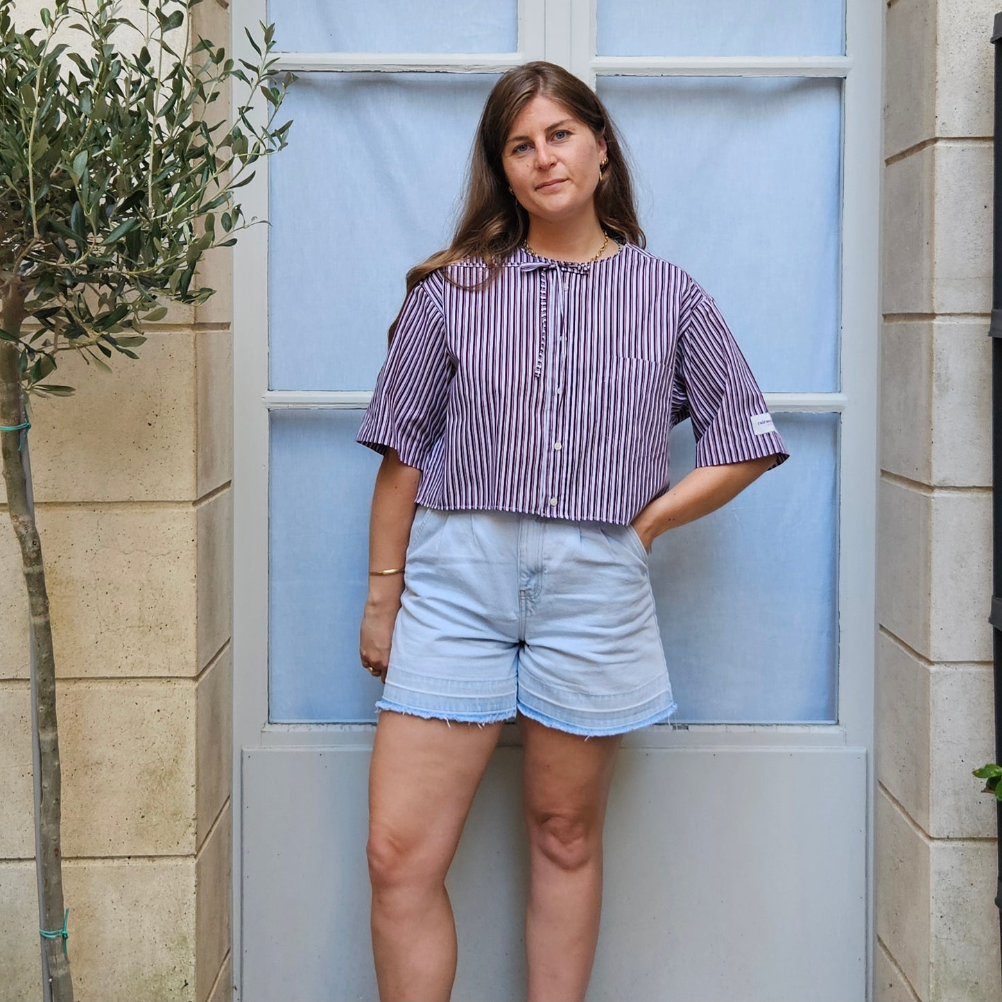 Blouse rayée dos nu