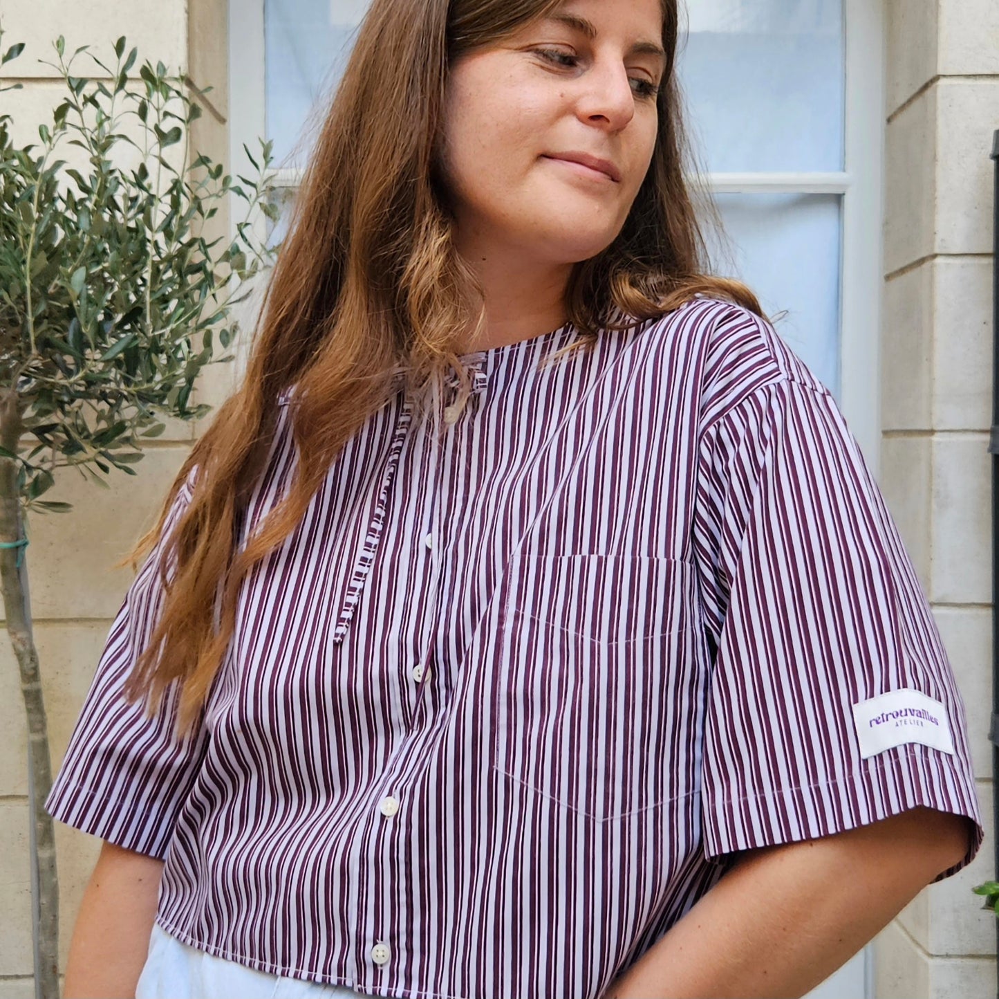 Blouse rayée dos nu