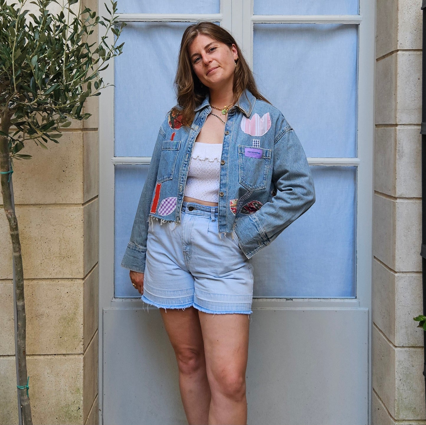 Veste en jean brodée