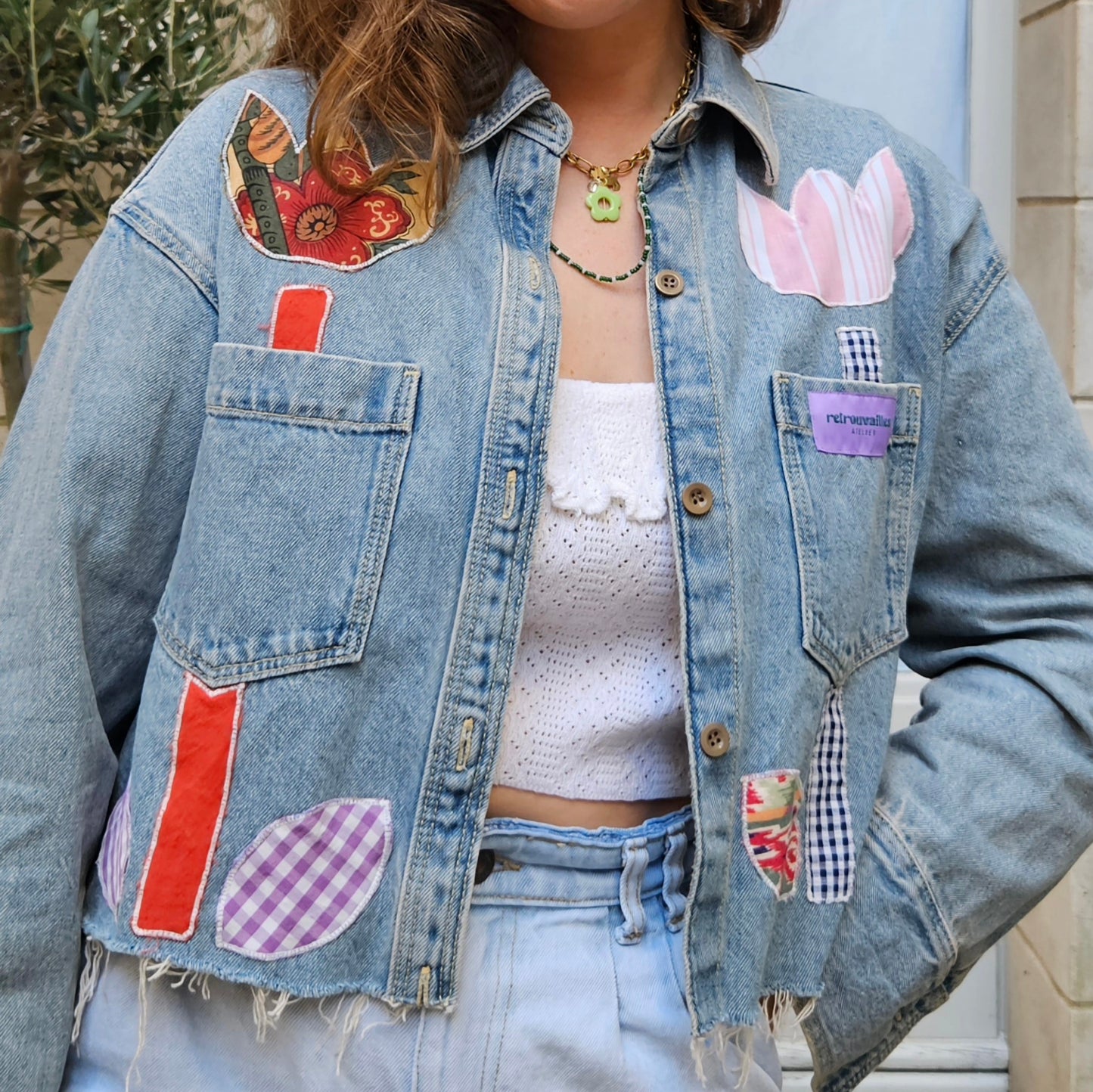 Veste en jean brodée