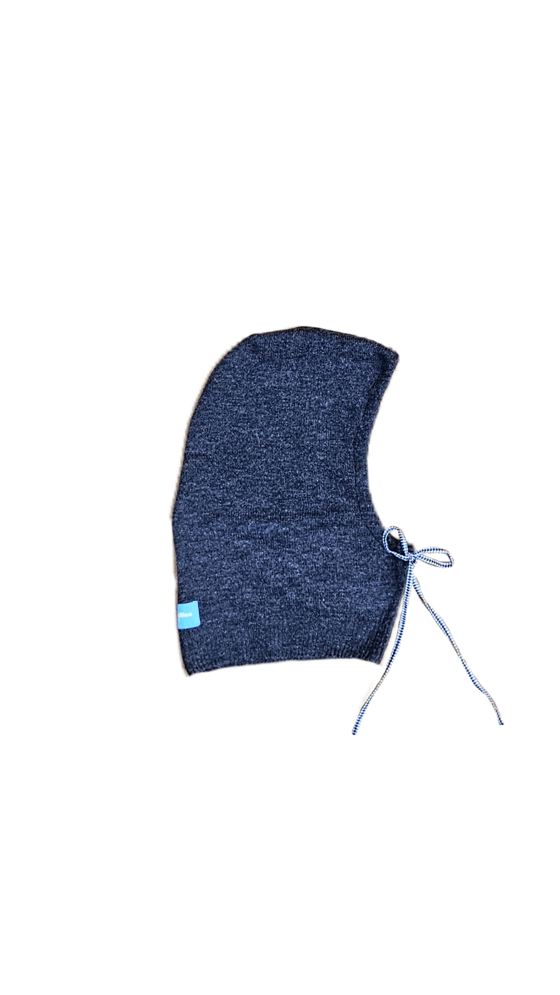 Cagoule gris foncé - cordon vichy noir et blanc