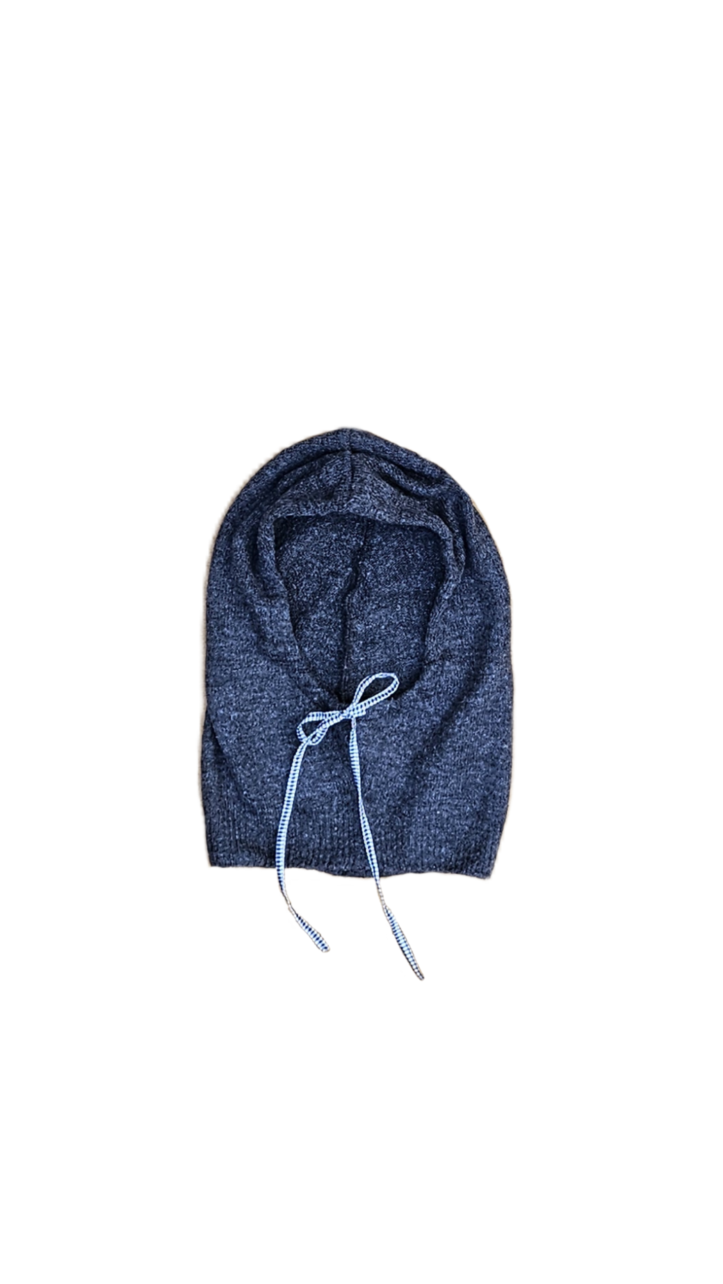 Cagoule gris foncé - cordon vichy noir et blanc