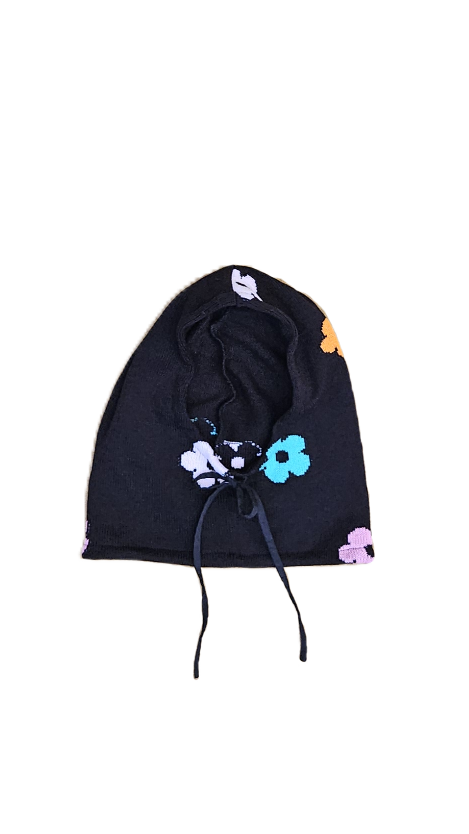 Cagoule à fleurs - cordon noir