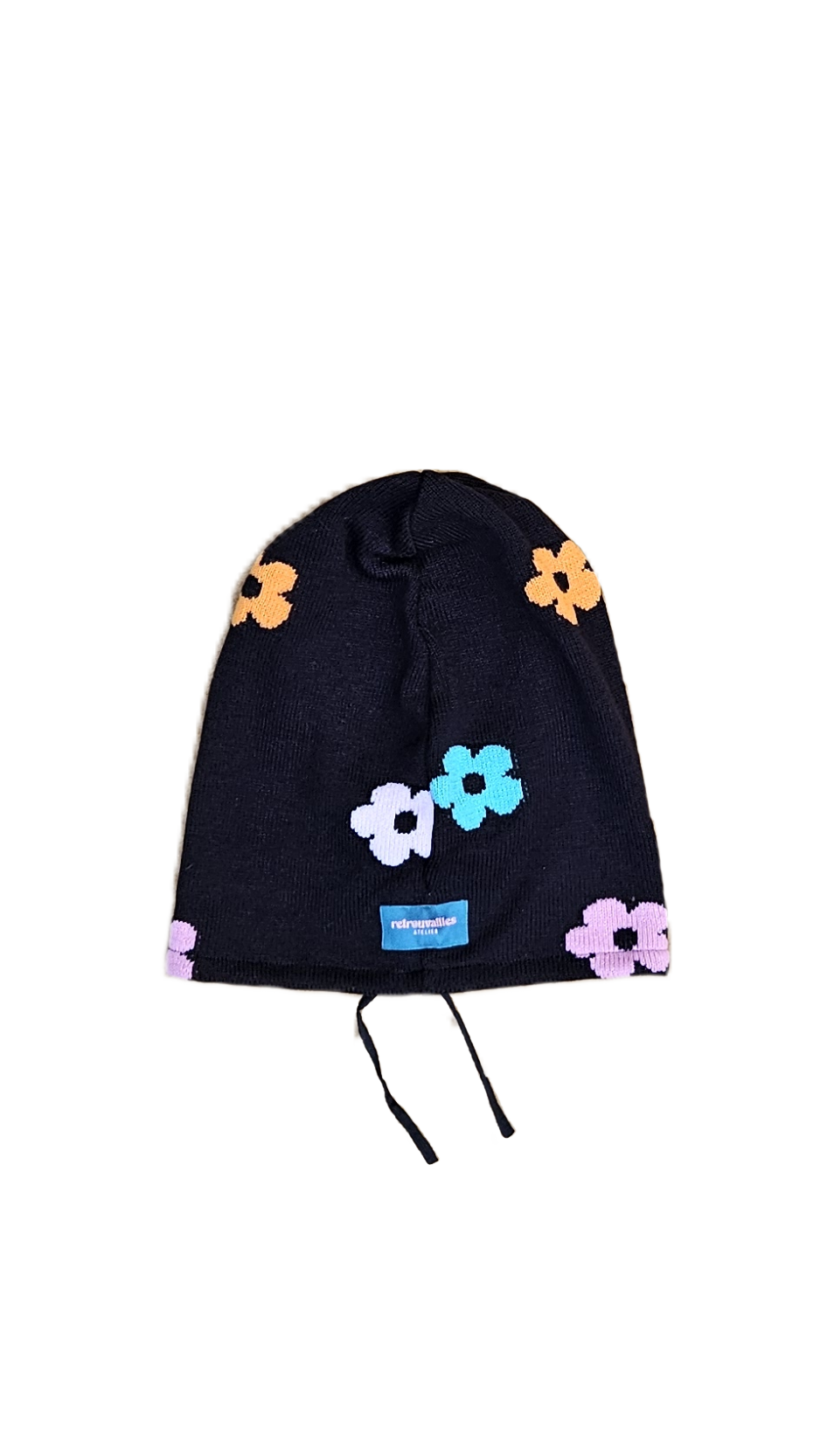 Cagoule à fleurs - cordon noir