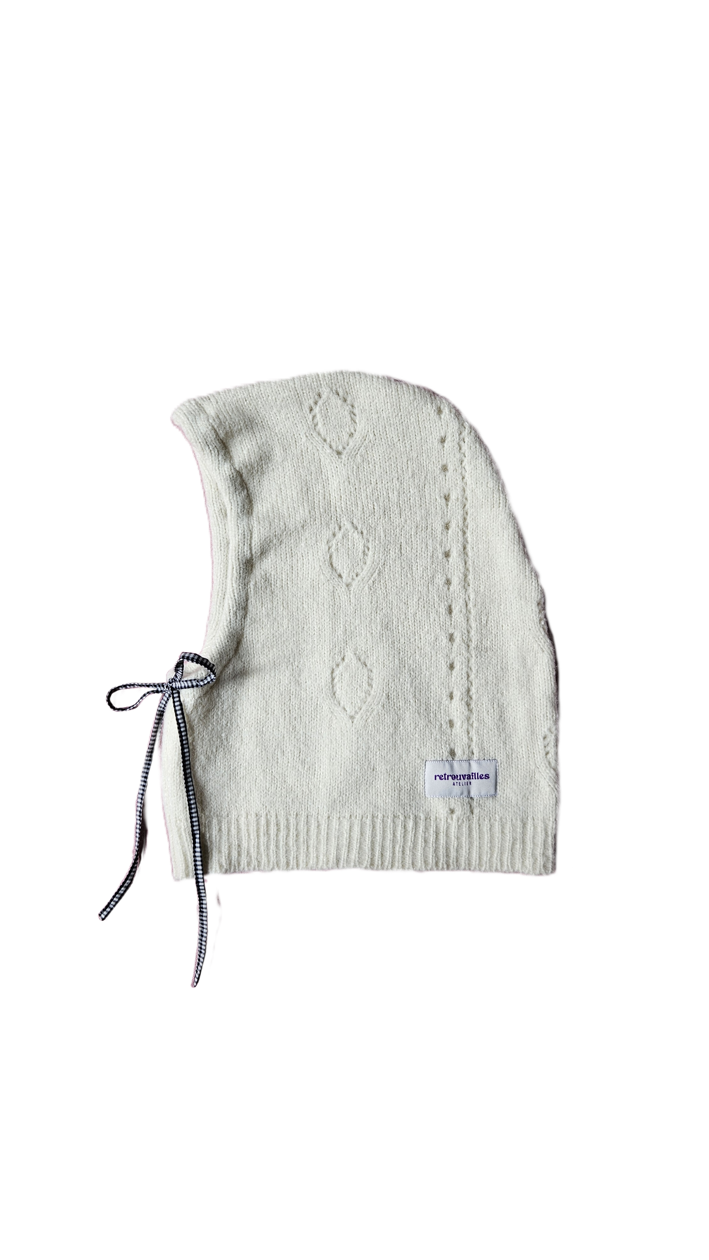 Cagoule blanche - cordon vichy noir et blanc