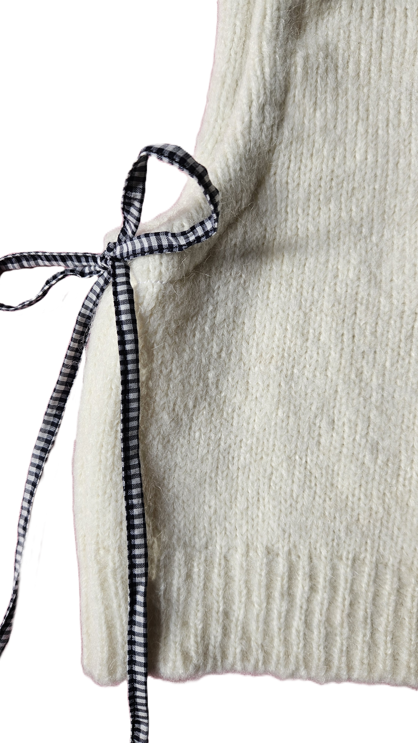 Cagoule blanche - cordon vichy noir et blanc