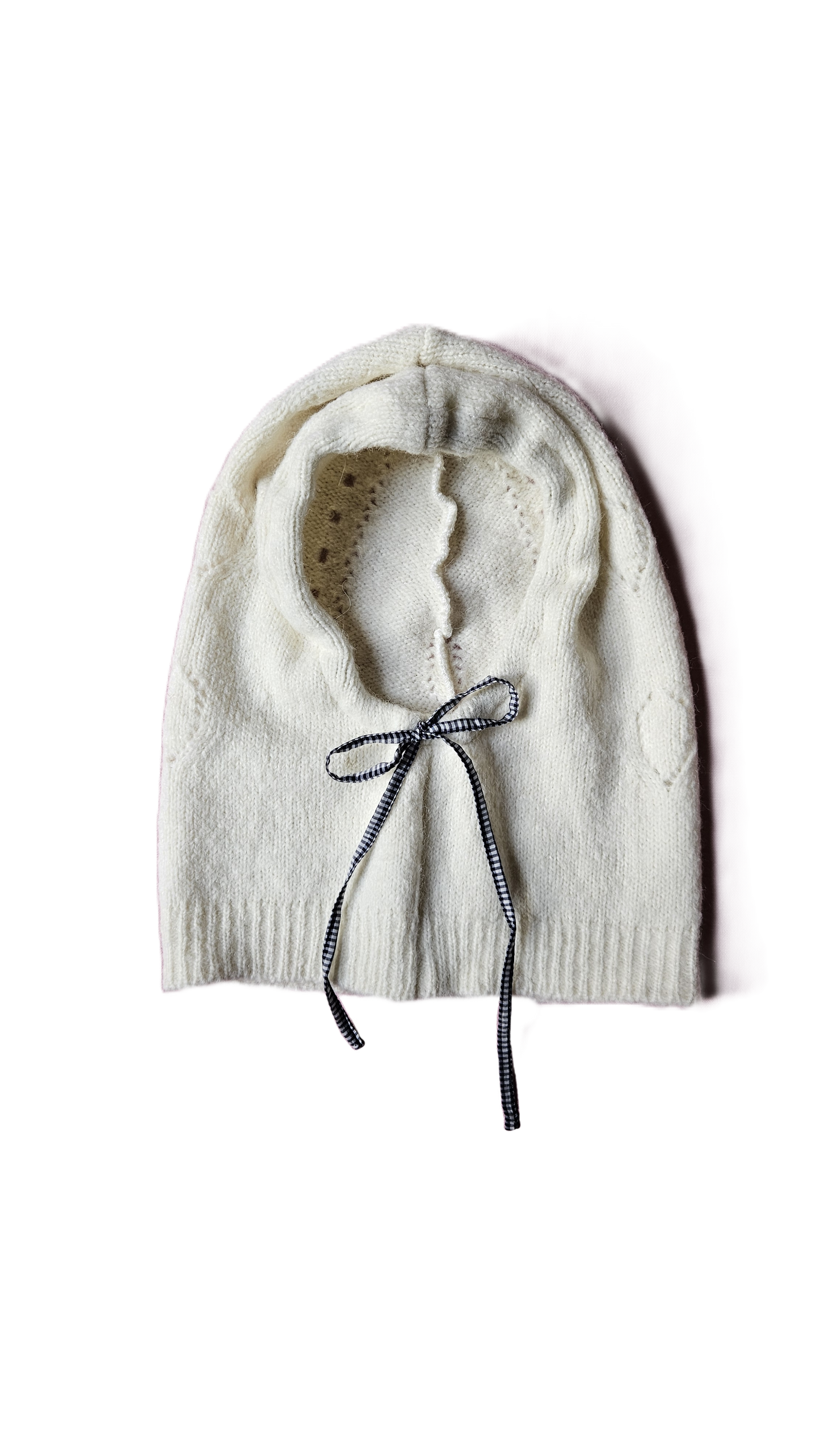 Cagoule blanche - cordon vichy noir et blanc