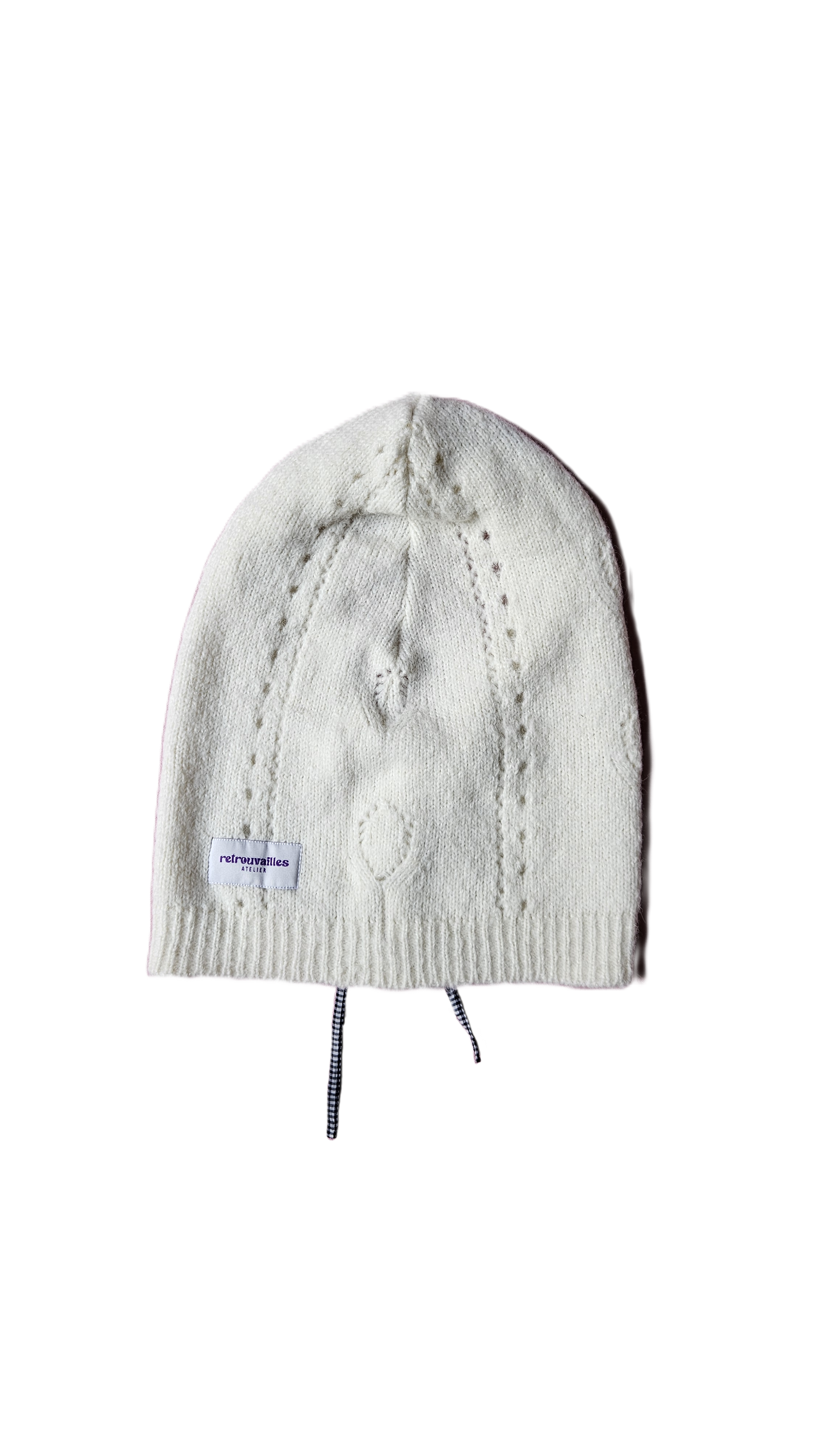 Cagoule blanche - cordon vichy noir et blanc