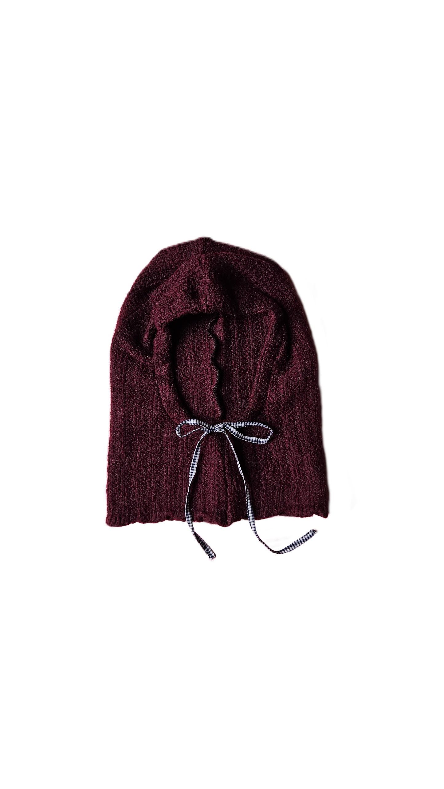 Cagoule bordeaux - cordon vichy noir et blanc