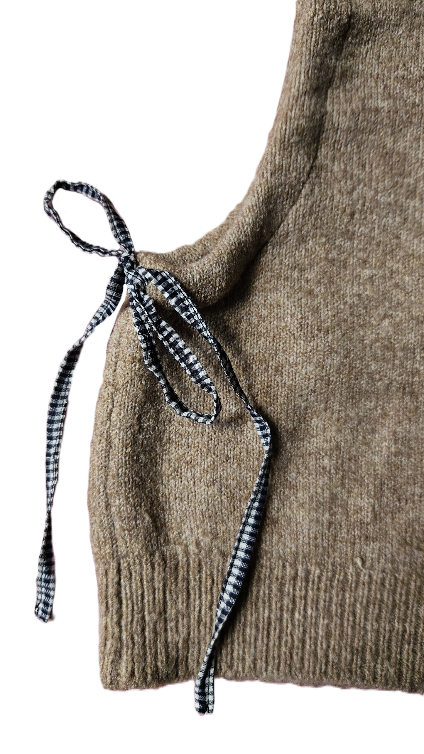 Cagoule beige - cordon vichy noir et blanc