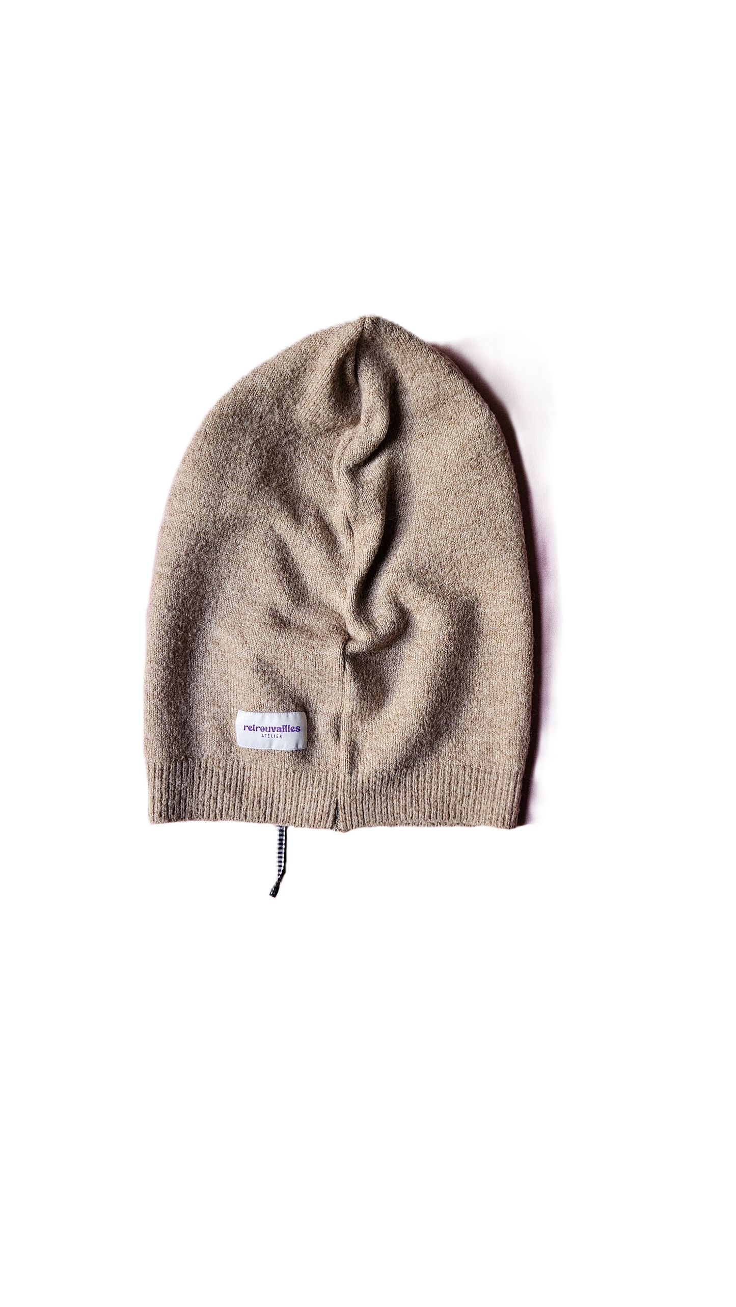 Cagoule beige - cordon vichy noir et blanc